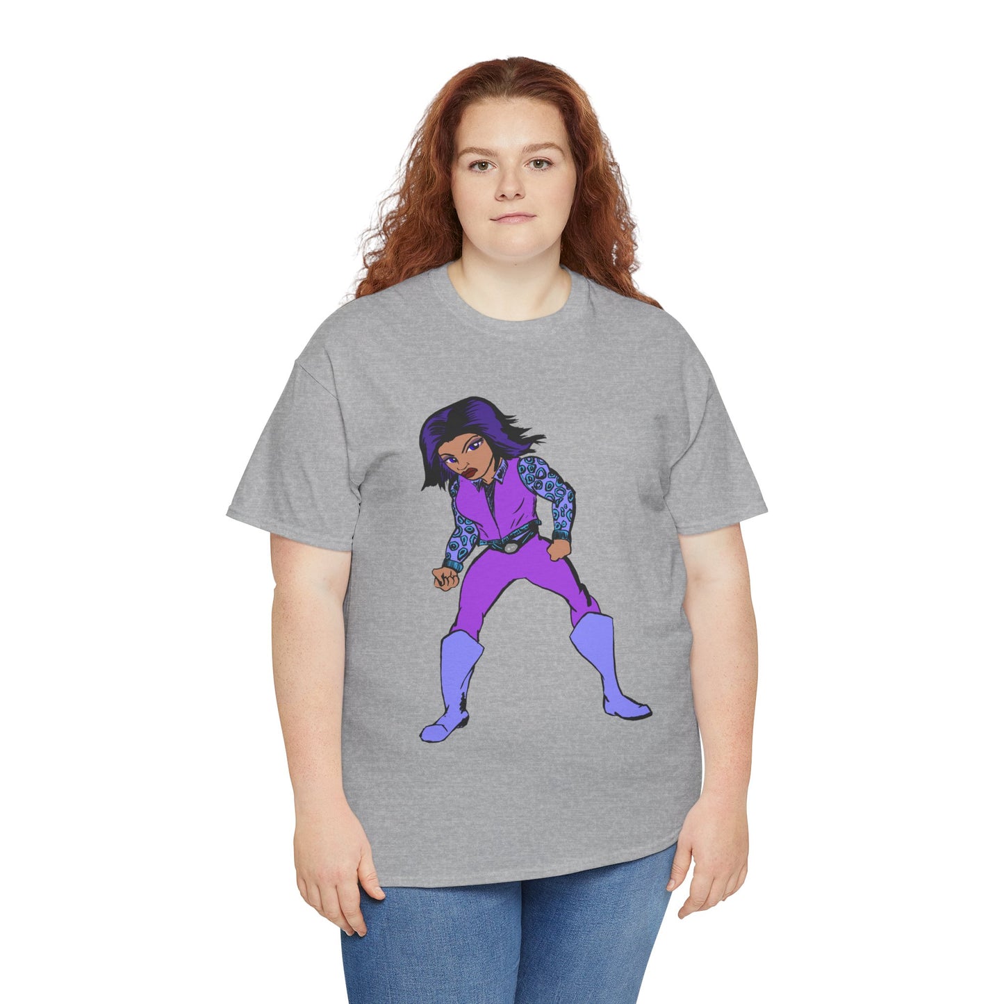 Retro Cartoon Hero Woman Character Unisex Heavy Cotton Tee, Vintage Graphic Tee, Fun T-Shirt, Gift for Fans, Casual Wear, Everyday Tee