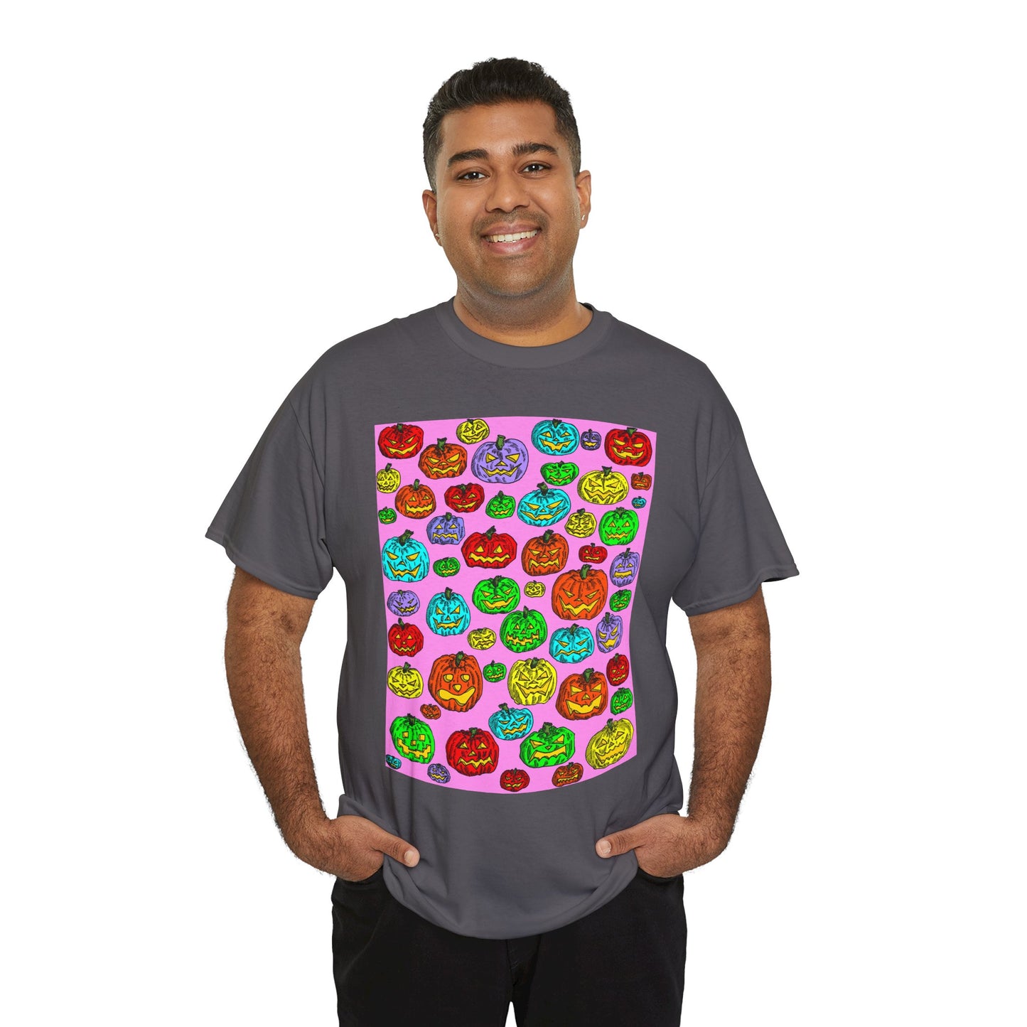 Colorful Pumpkin Graphic Tee, Unisex Cotton T-Shirt, Halloween Costume, Fall Apparel, Trendy Graphic Shirt, Casual Wear