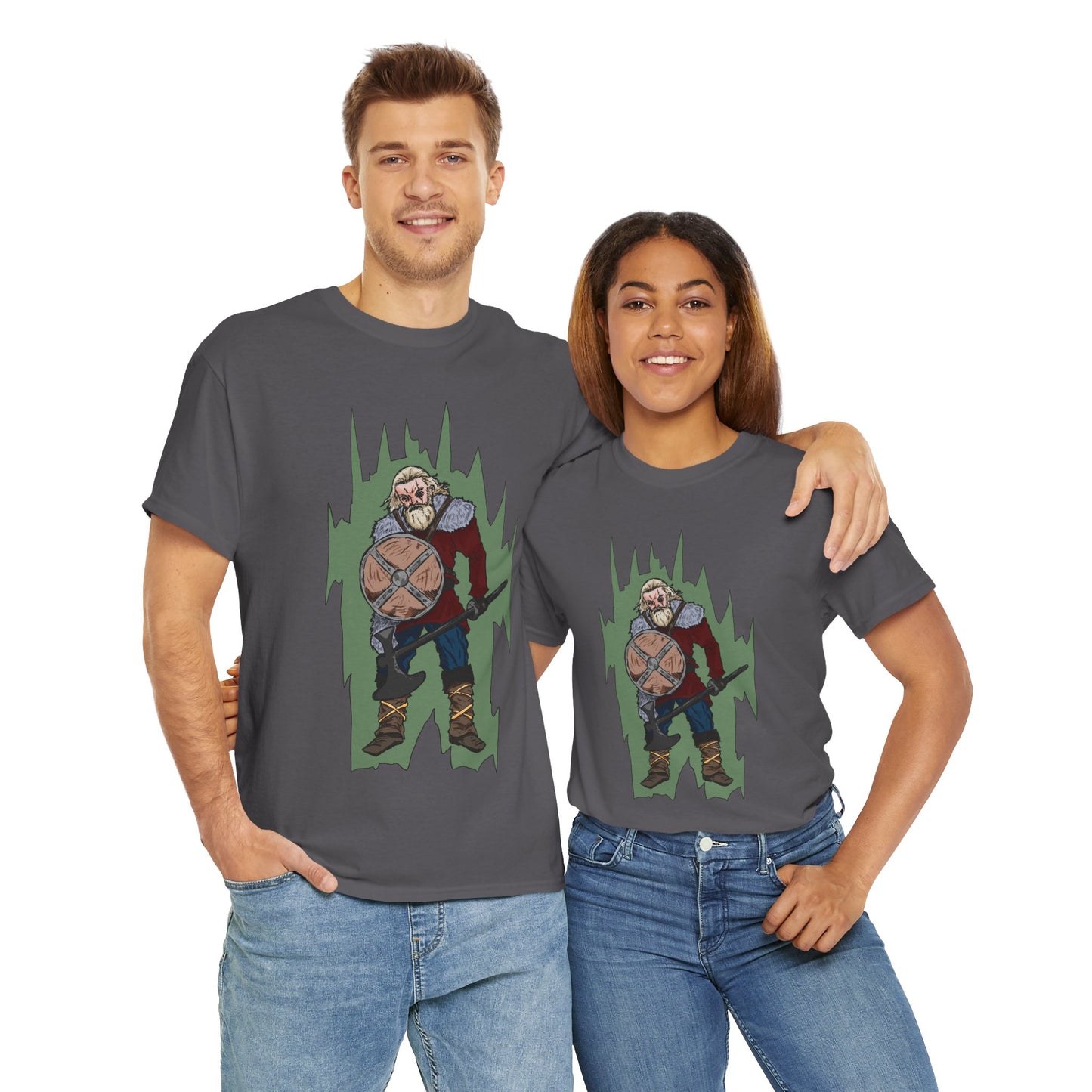 Epic Warrior Graphic Tee, Unisex Heavy Cotton Shirt, Casual Wear, Gamer Gift, Medieval Art Clothing, Battle Theme Fashion