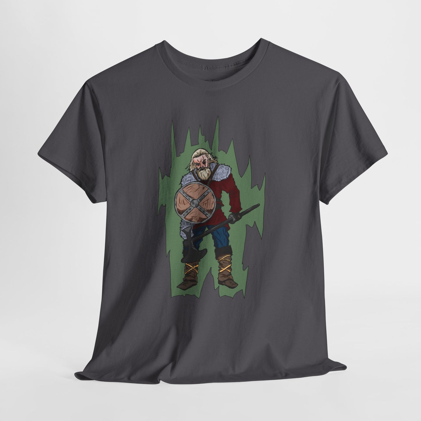 Epic Warrior Graphic Tee, Unisex Heavy Cotton Shirt, Casual Wear, Gamer Gift, Medieval Art Clothing, Battle Theme Fashion