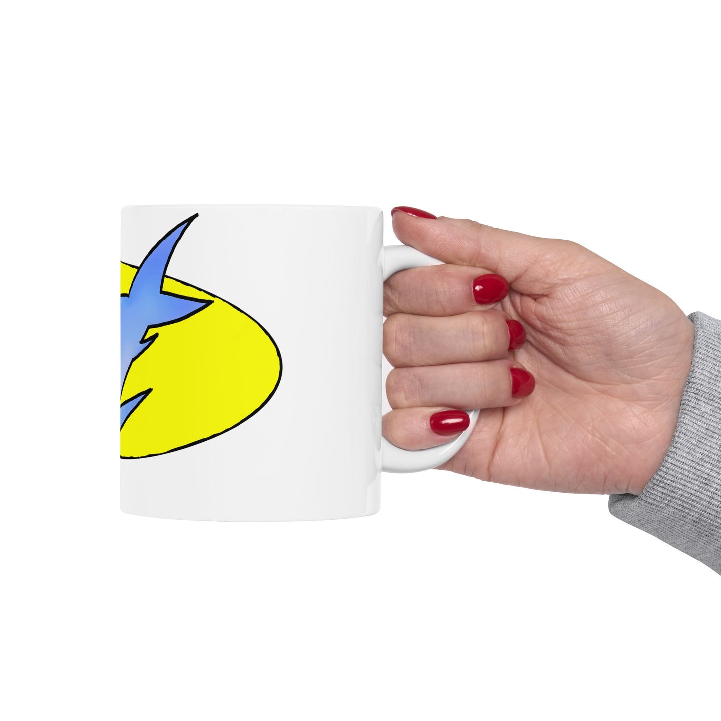 Sharky Ceramic Mug - Fun Gift for Ocean Lovers, Coffee Cup, Shark Enthusiast Mug, Unique Kitchenware, Birthday Present