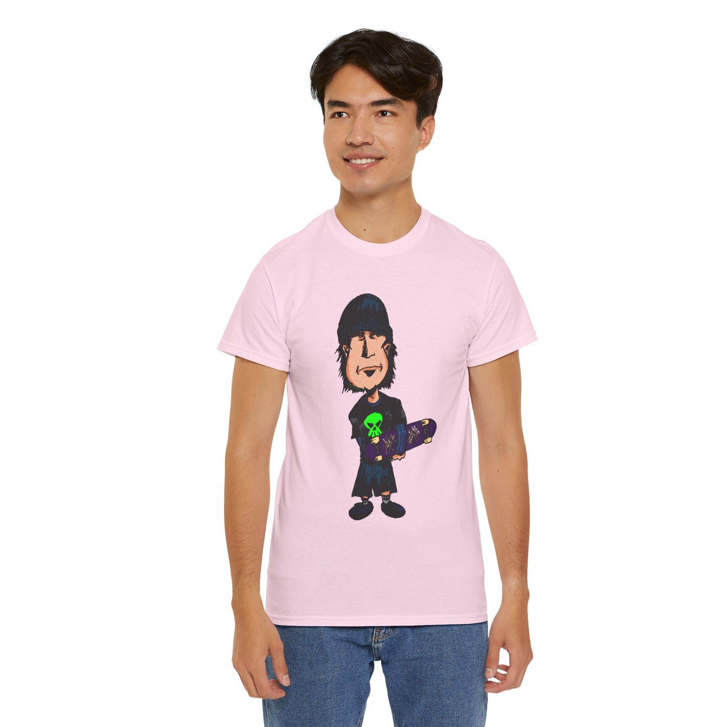 Rude Skater Dude - Skate Punk Cartoon Tee – Boy with Skateboard Graphic Shirt