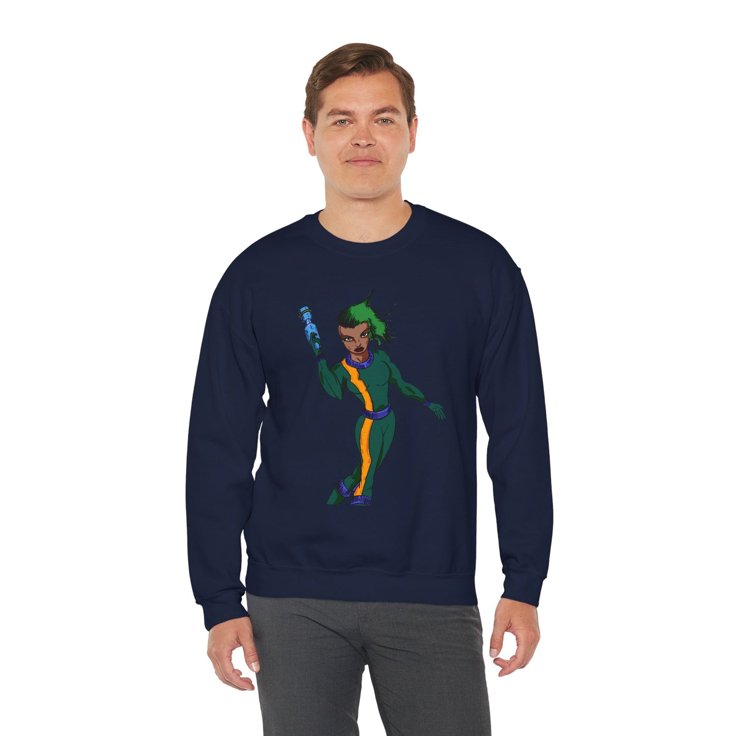 Heroic Vibes Crewneck Sweatshirt with Bold Design
