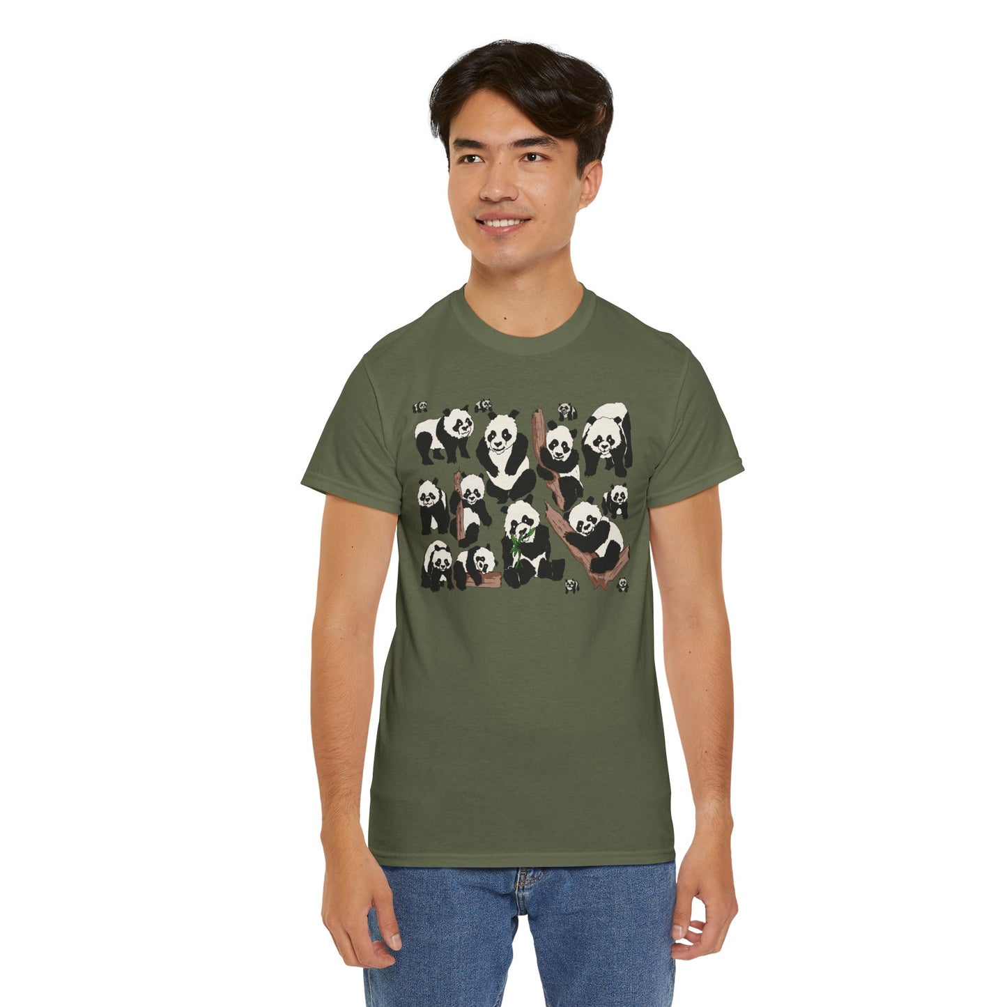Cute Panda Design Unisex Heavy Cotton Tee | Animal Lover Gift, Casual Wear, Eco-Friendly Apparel, Nature Enthusiast Clothing