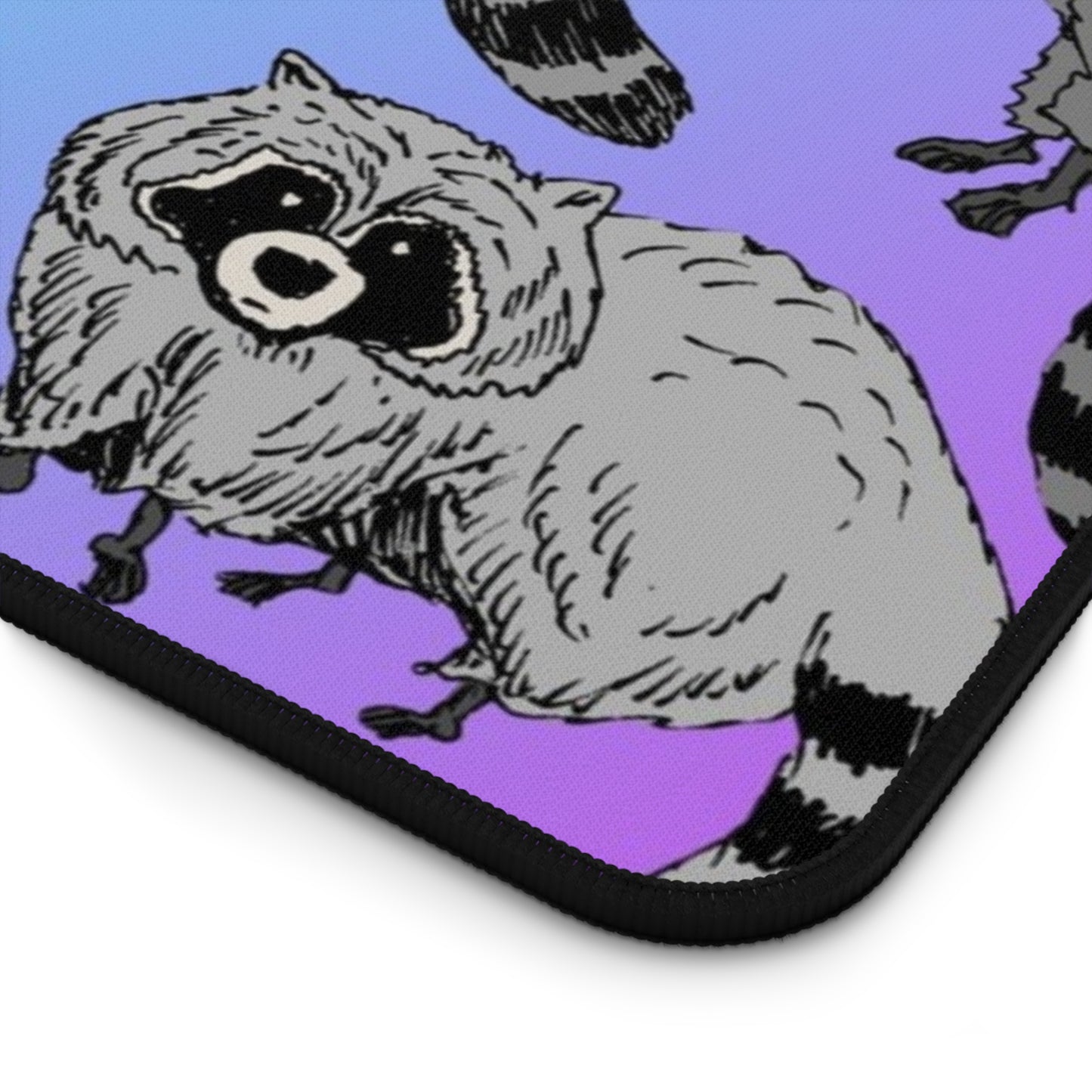 Raccoon Pattern Desk Mat — Cute Woodland Critter Mouse Pad for Home Office
