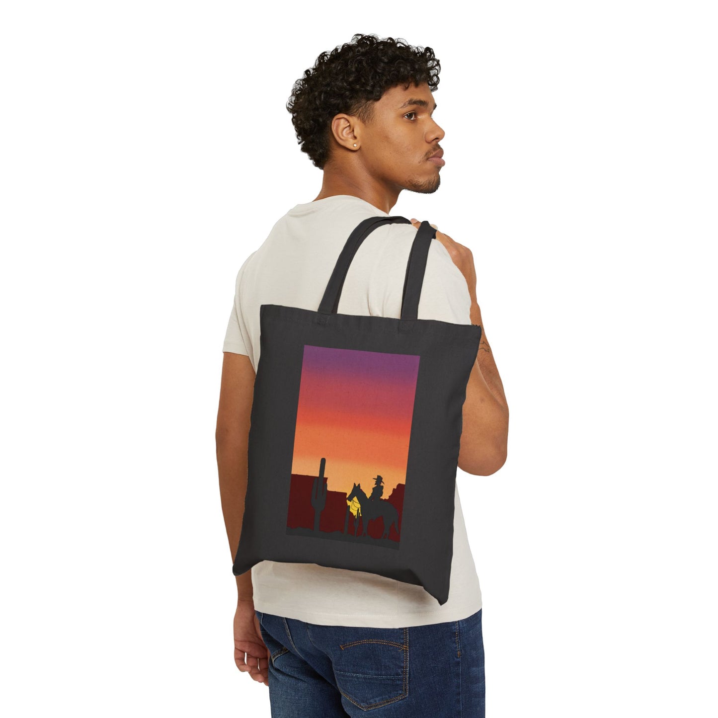 Sunset Silhouette Canvas Tote Bag – Desert Skyline Sunset Eco Tote