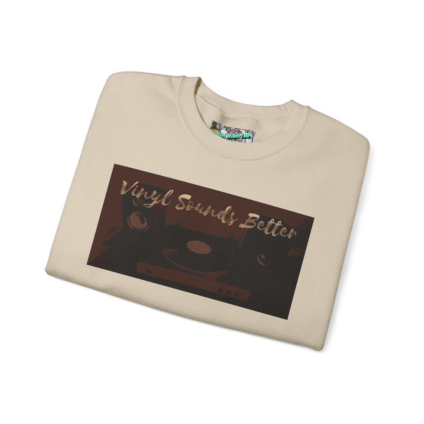Crewneck Sweatshirt — "Vinyl Sounds Better" Retro Record Graphic