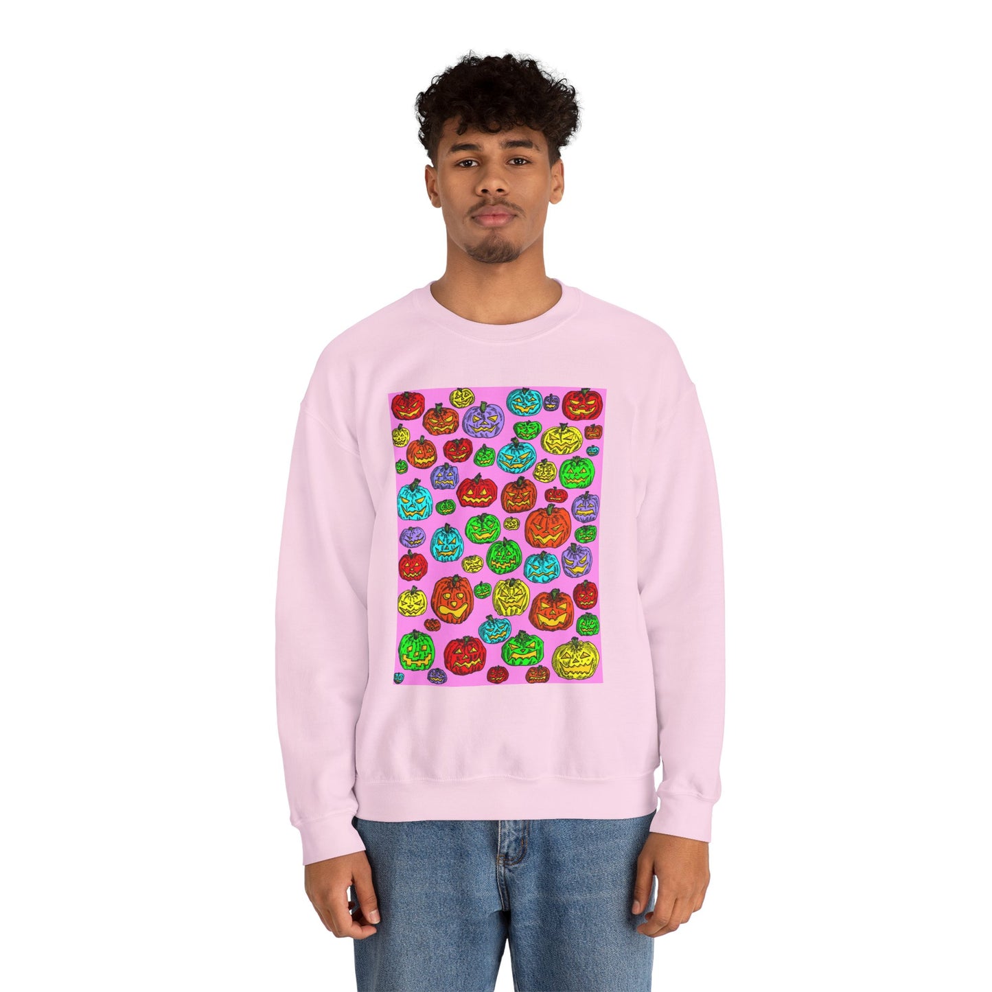 Colorful Pumpkin Crewneck Sweatshirt for Fall Celebrations