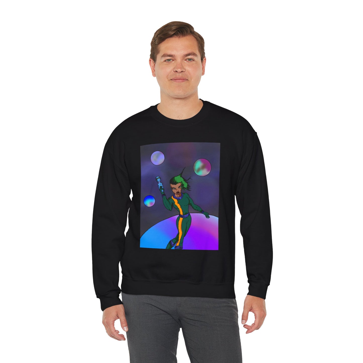 Cosmic Character Crewneck Sweatshirt – Fun, Unisex Design for Casual Style
