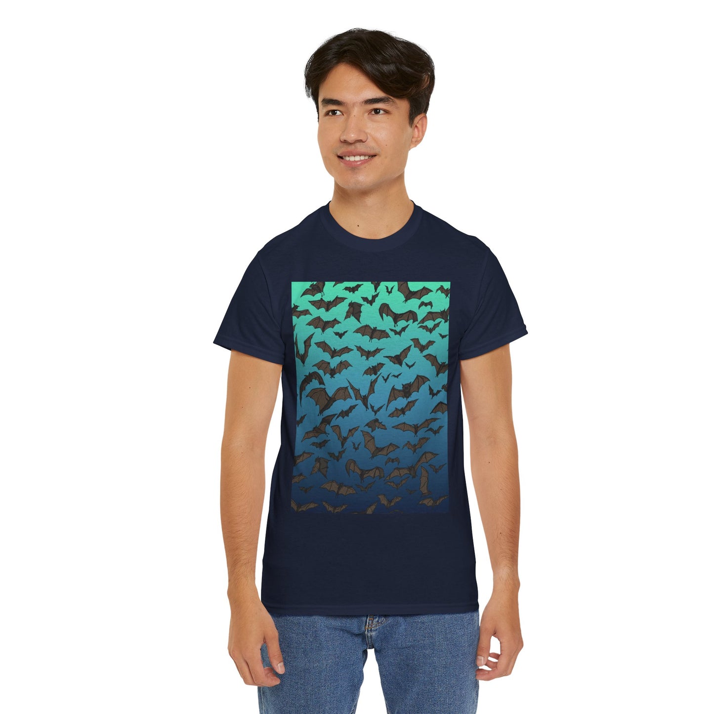 Bat Swarm Graphic Tee — Gradient Night Flight T-Shirt