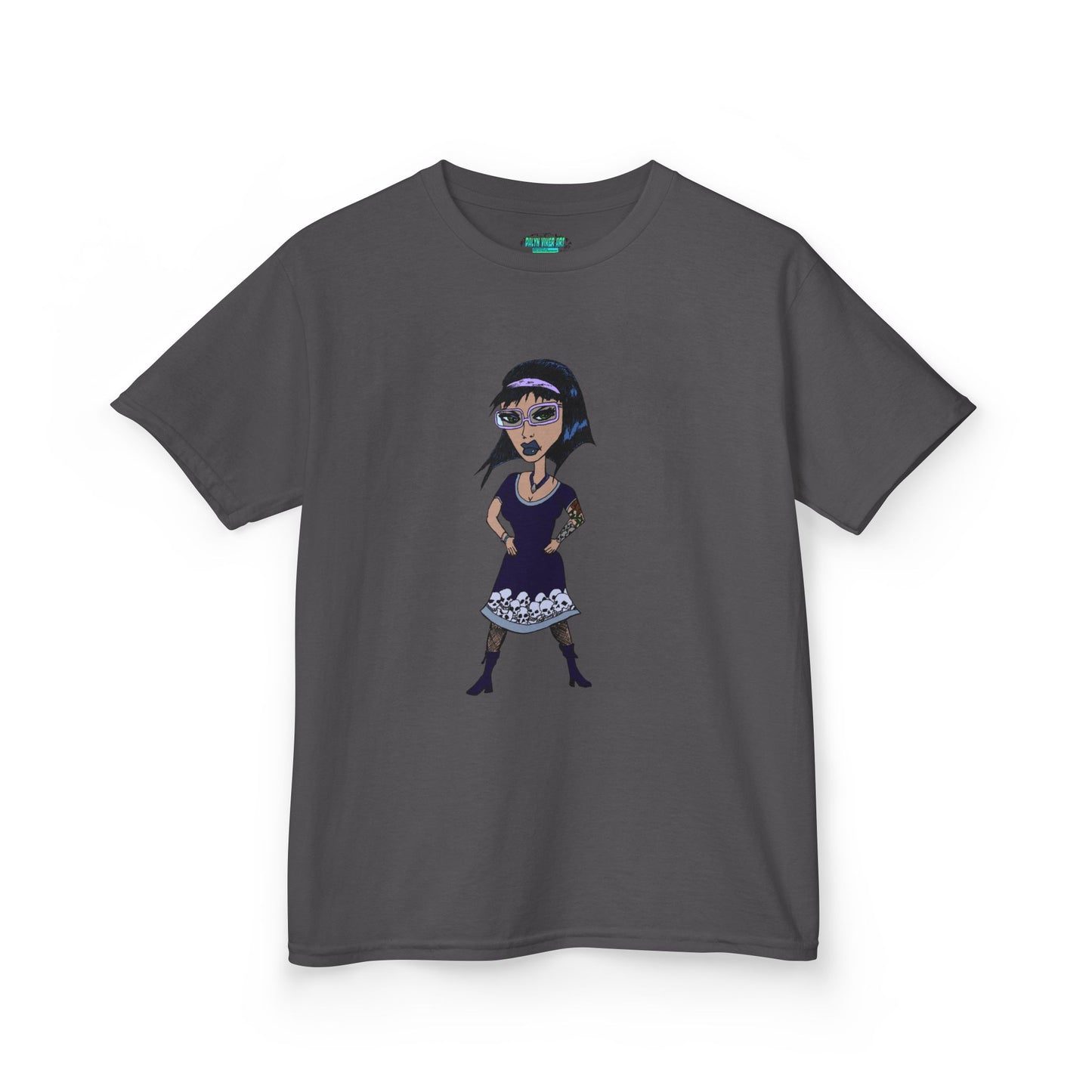 Kids Tee — Vintage Gothic Girl Cartoon Graphic Tee for Children