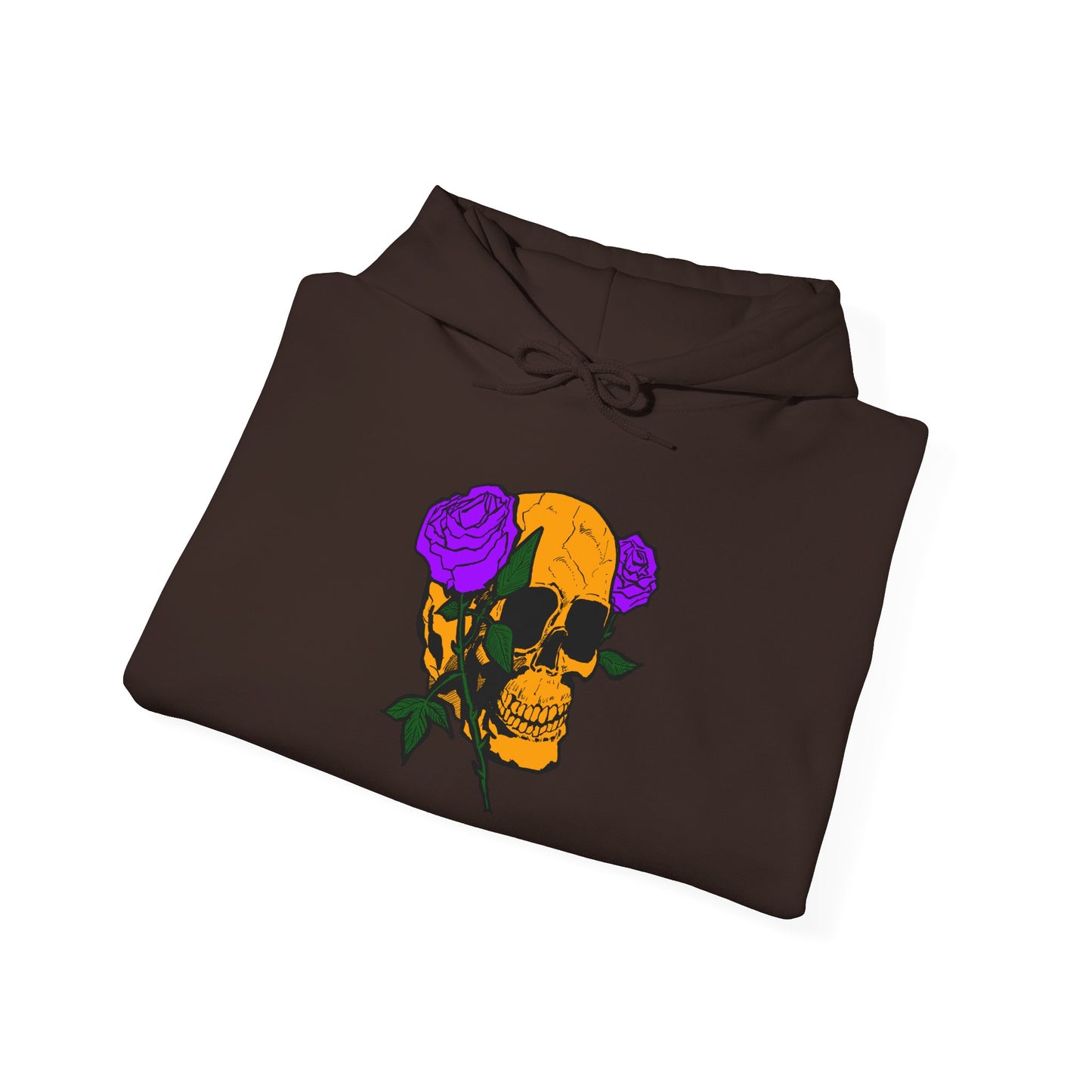 Skull & Roses Hooded Sweatshirt - Unisex Heavy Blend, Perfect for Halloween, Casual Wear, Street Style, Gifts for Her, Trendy Fashion