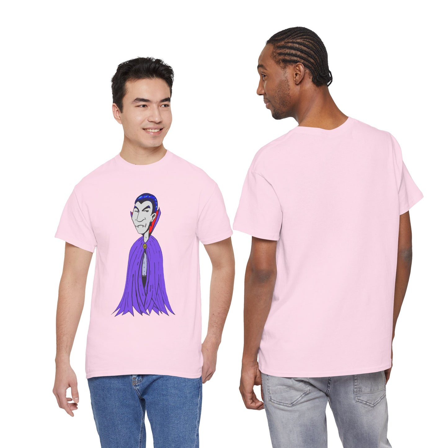 Vampire Cartoon Tee - Cute Purple Cloak Dracula Graphic T-Shirt