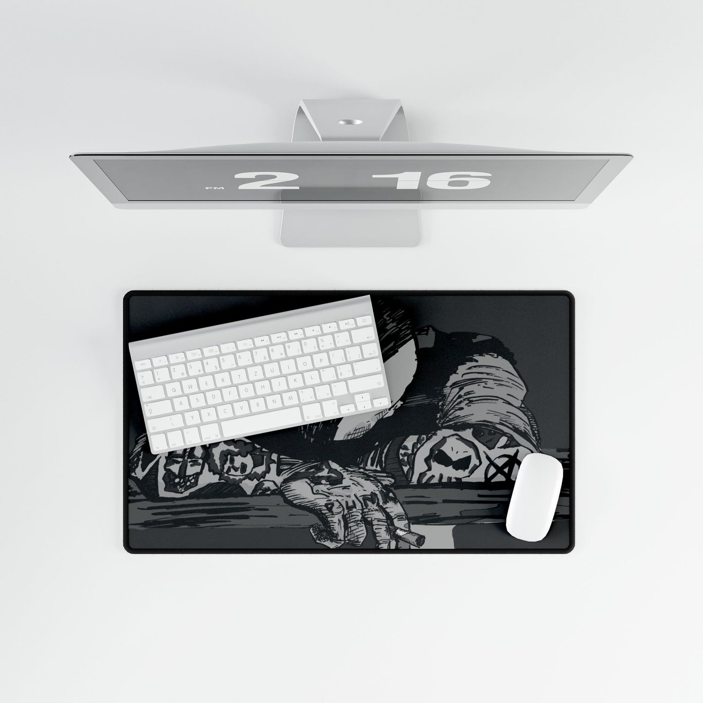 Punk and Done Tattooed Figure Desk Mat — Gothic Gaming & Office Mouse Pad and Card Playing Mat