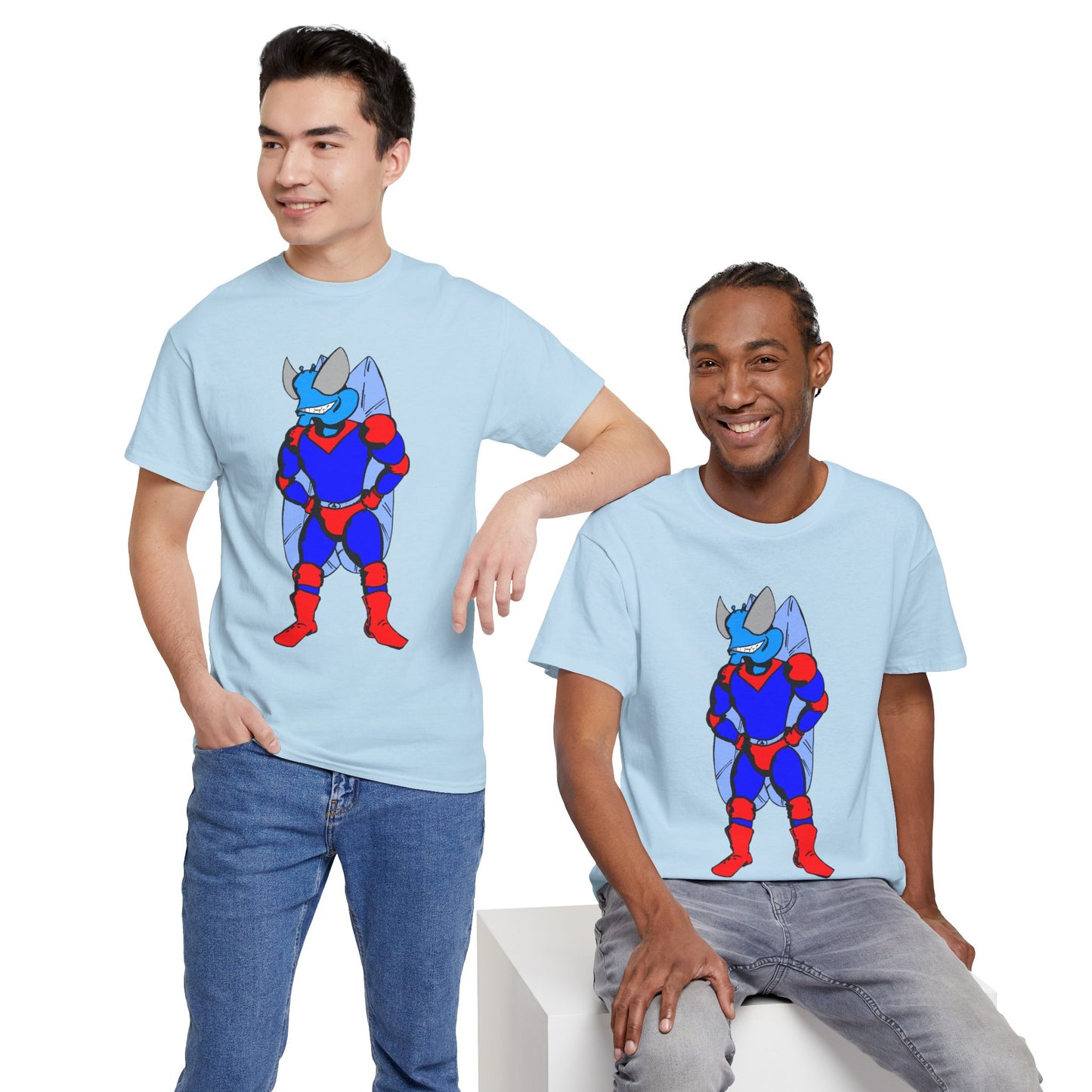 Astro-Fly Hero Graphic Tee - Blue & Red Superhero T-Shirt