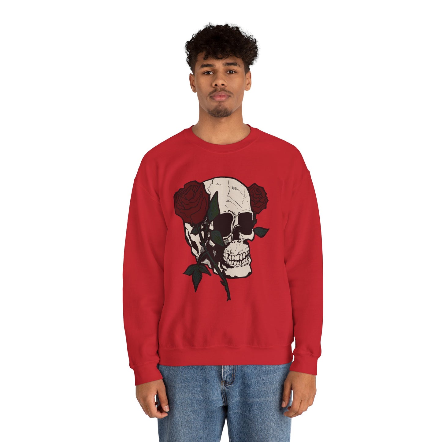 Skull & Rose Crewneck Sweatshirt - Unisex Heavy Blend™