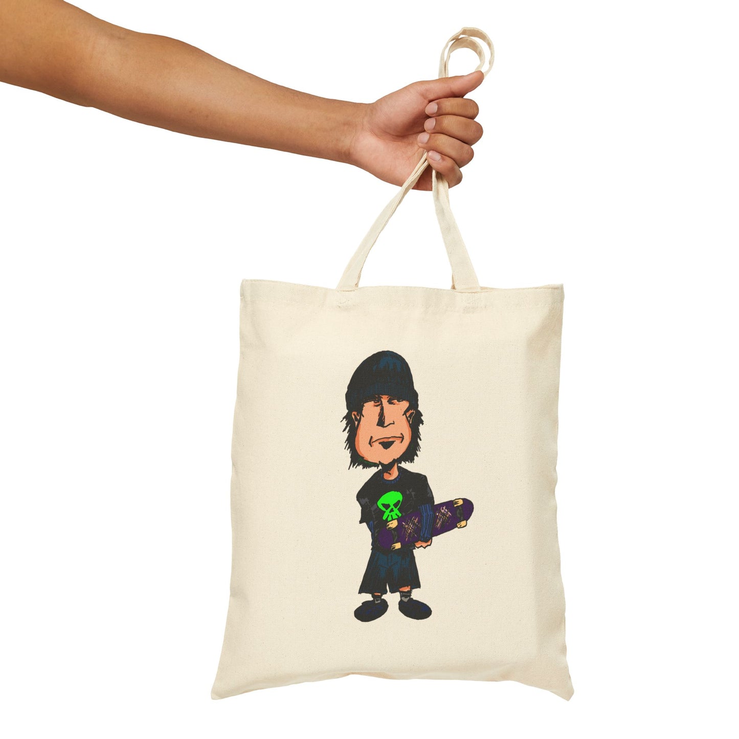 Rude Skater Dude - Skateboarder Cartoon Canvas Tote Bag – Cute Emo Skate Graphic