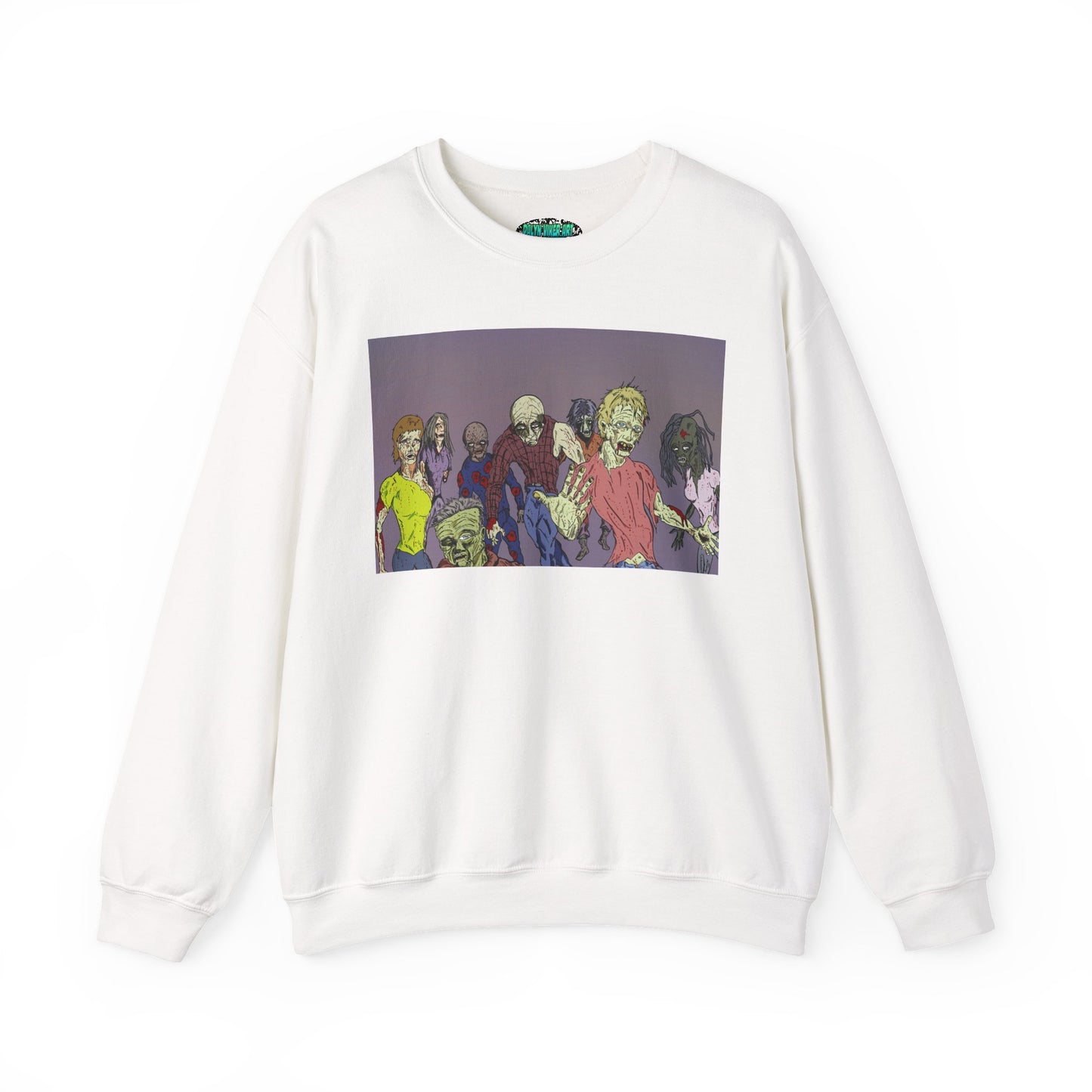 Zombie-Themed Unisex Crewneck Sweatshirt - Perfect for Halloween and Horror Lovers