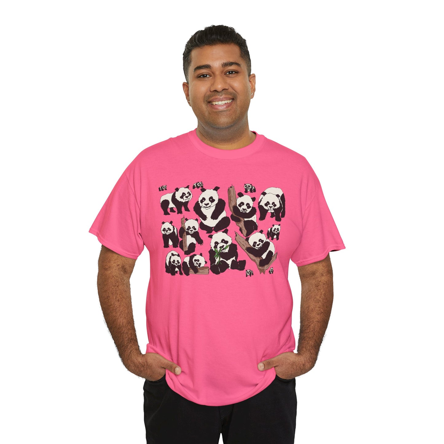 Cute Panda Design Unisex Heavy Cotton Tee | Animal Lover Gift, Casual Wear, Eco-Friendly Apparel, Nature Enthusiast Clothing