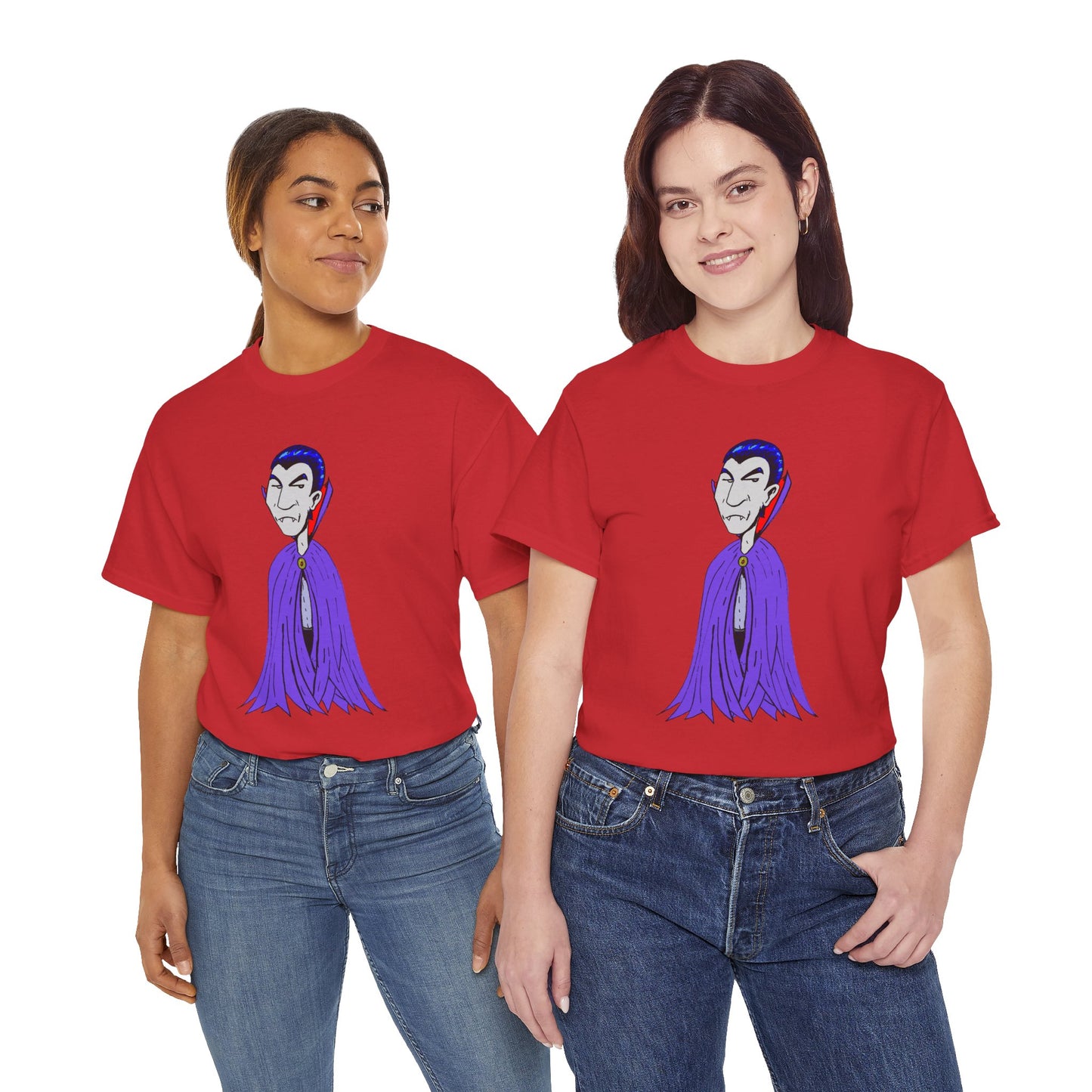 Vampire Cartoon Tee - Cute Purple Cloak Dracula Graphic T-Shirt