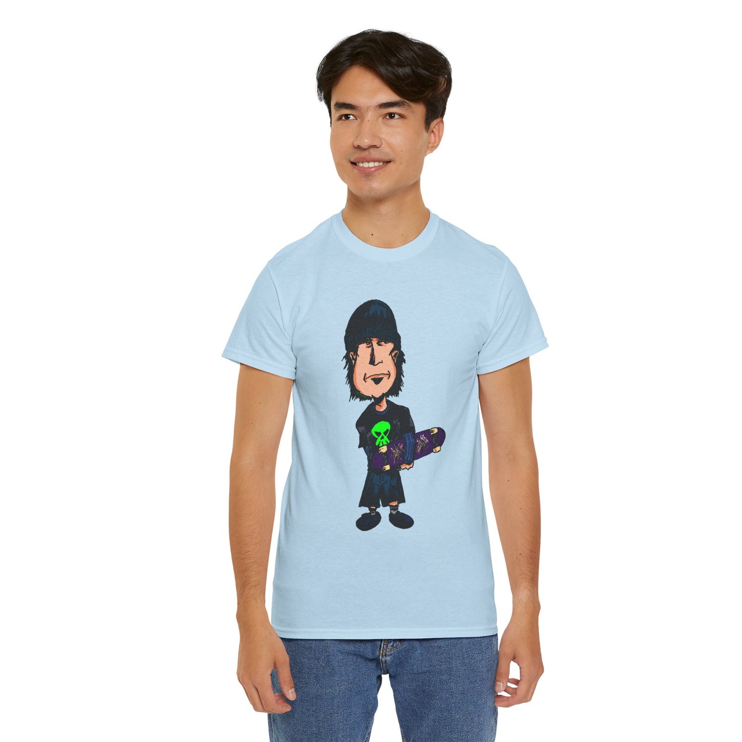 Rude Skater Dude - Skate Punk Cartoon Tee – Boy with Skateboard Graphic Shirt