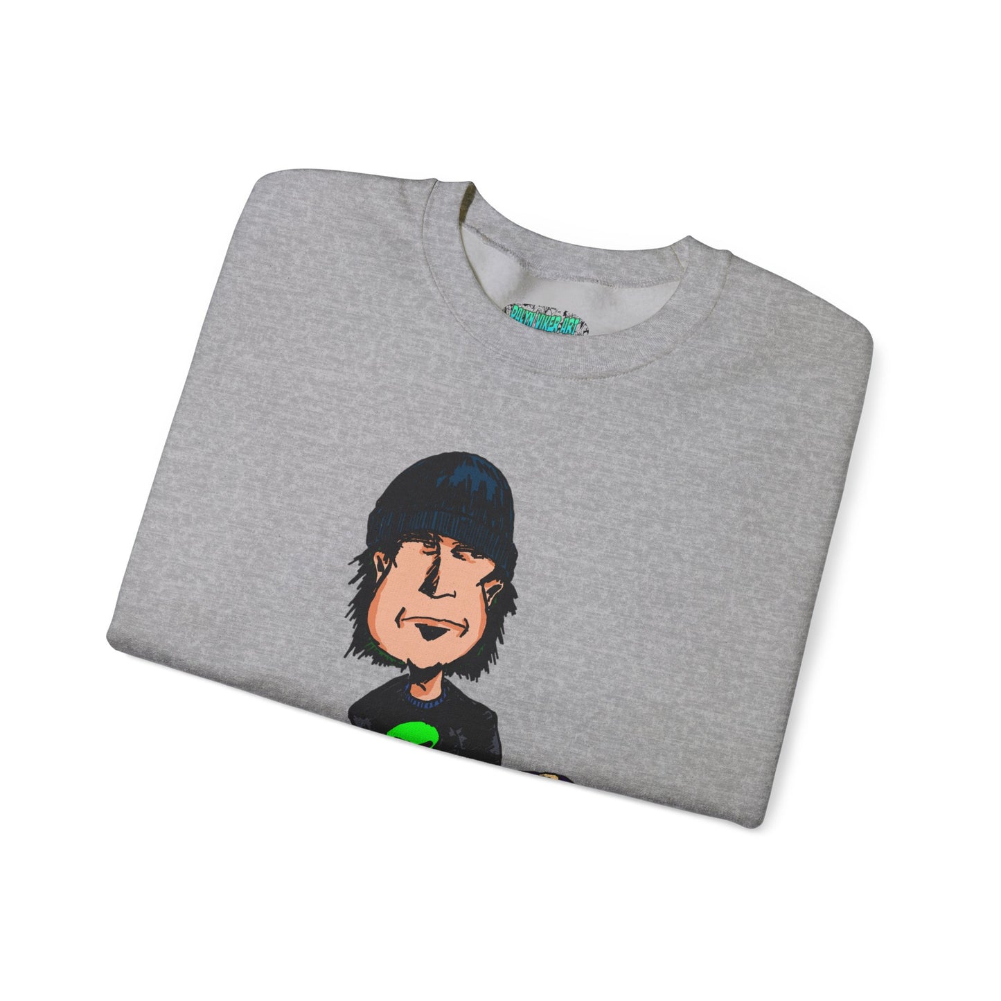 Rude Skater Dude - Cartoon Skate Punk Crewneck Sweatshirt — Retro Skateboard Character Graphic