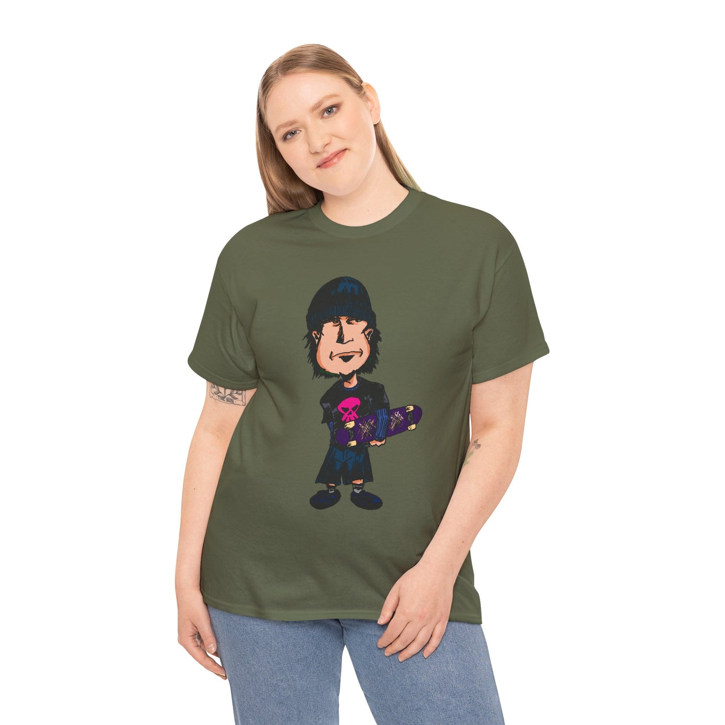 Rude Skater Dude - Skate Punk - Skater Kid Cartoon T‑Shirt — Cute Skateboarder Graphic Tee