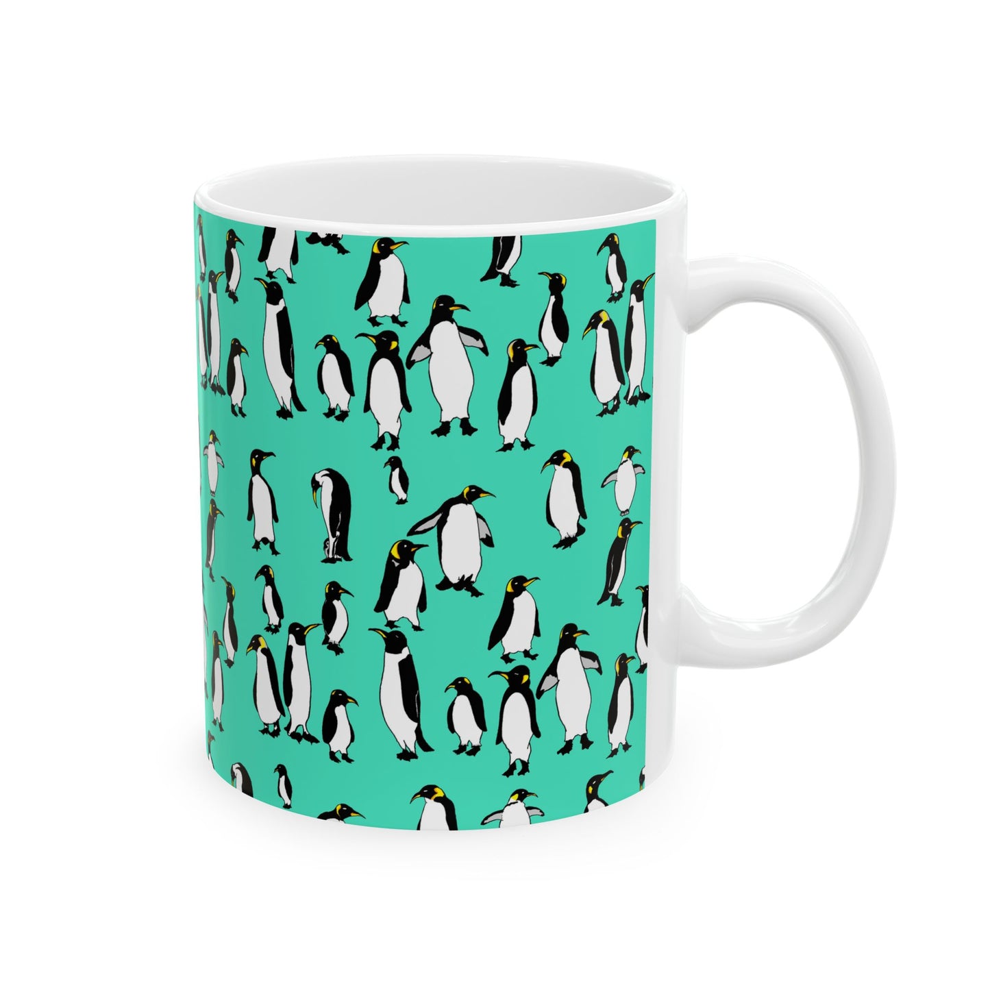 Rookery of Penguins Pattern Ceramic Mug - Fun Coffee Cup, Gift for Animal Lovers, Cute Kitchen Decor, Birthday Present, Penguin Mug