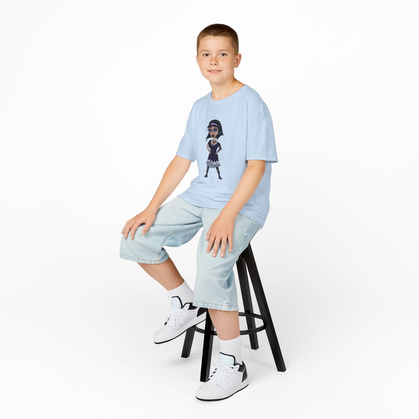Kids Tee — Vintage Gothic Girl Cartoon Graphic Tee for Children