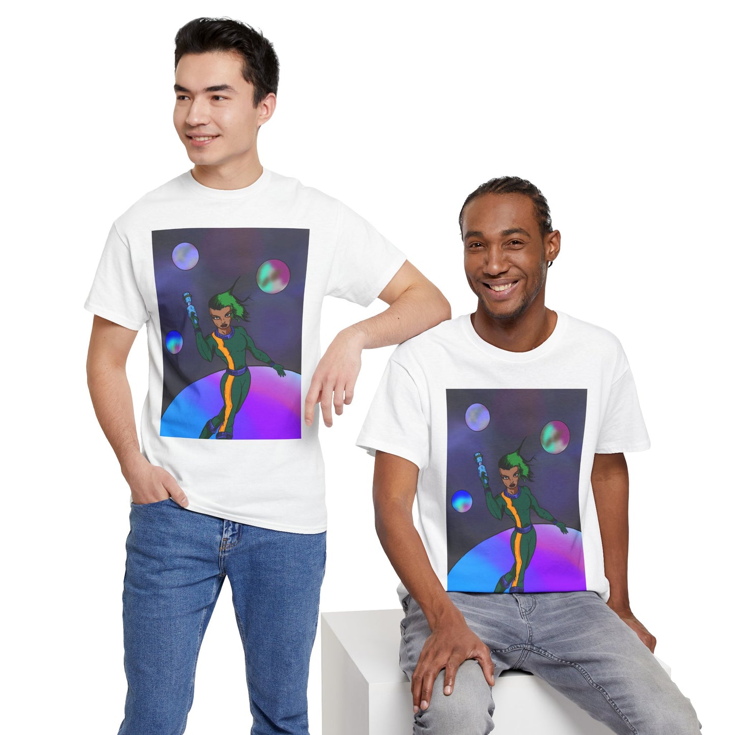 Cosmic Hero Vibe Tee - Unisex Heavy Cotton Tee, Space Art Shirt, Retro Sci-Fi T-Shirt, Gift for Space Lovers, Unique Graphic Tee