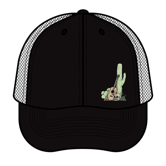 Retro Cactus Guitar Trucker Hat | Vintage Style Hat for Music Lovers, Perfect Gift for Festivals, Outdoor Adventures, Summer Days, Travel
