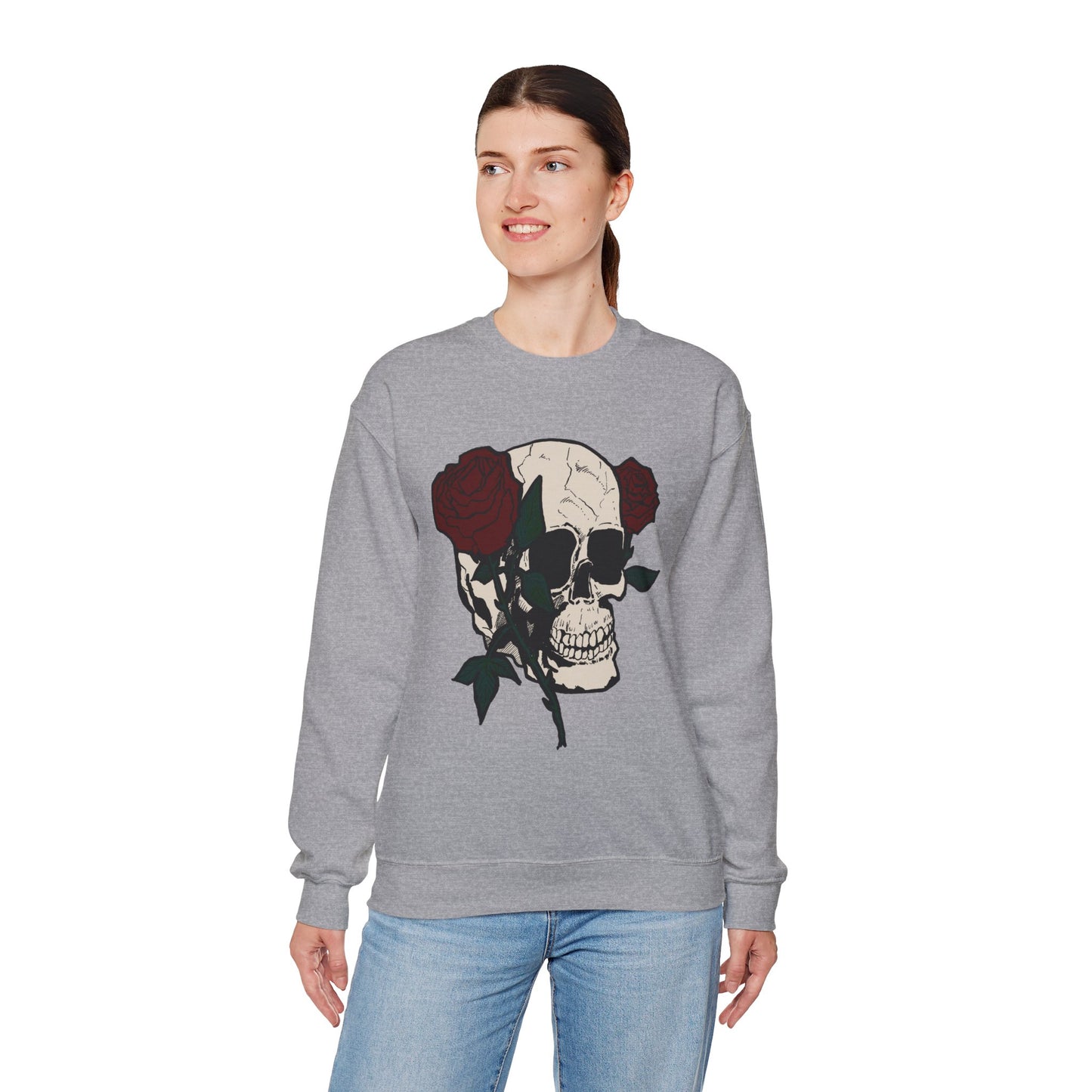 Skull & Rose Crewneck Sweatshirt - Unisex Heavy Blend™