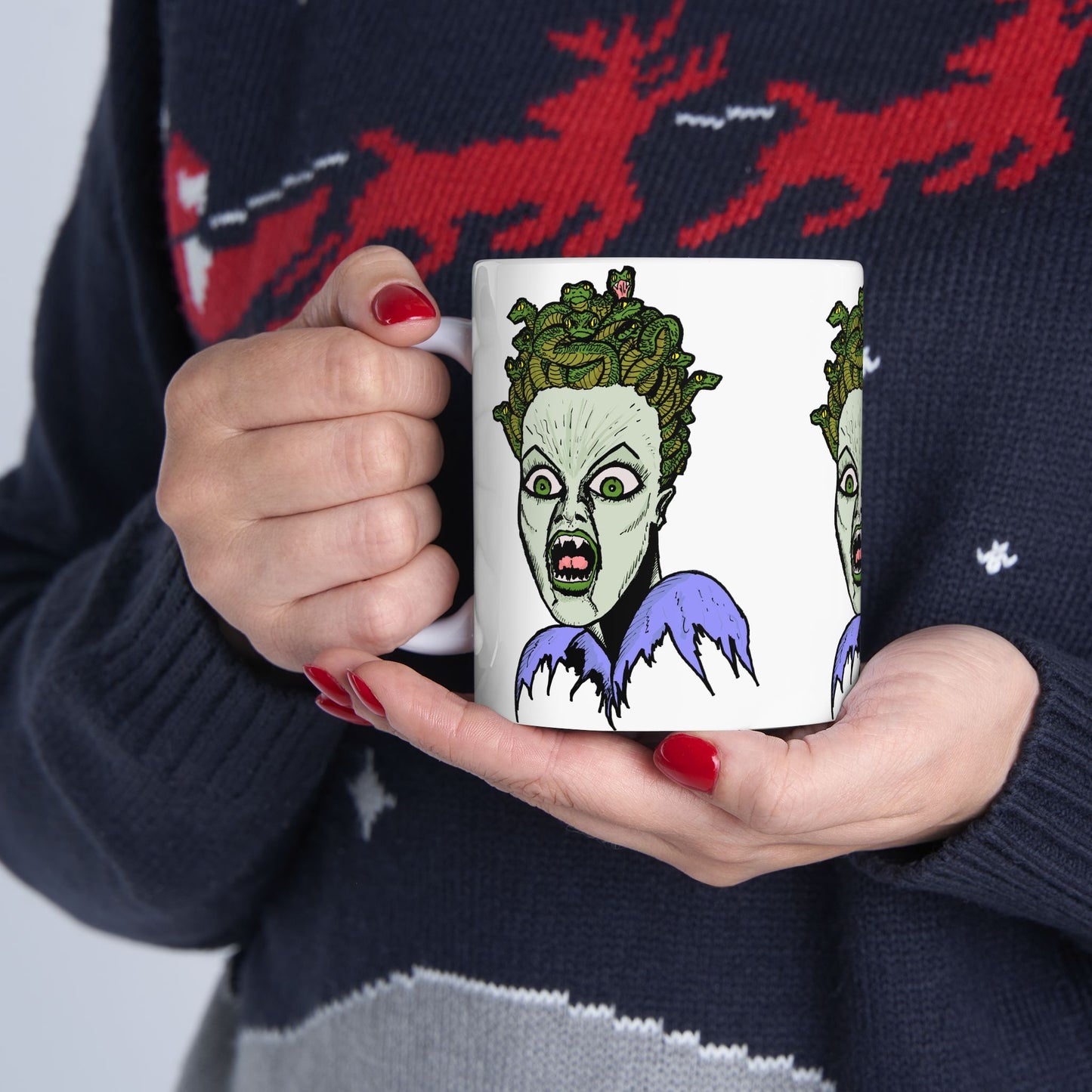 Spooky Medusa Ceramic Mug | Halloween Gift, Unique Coffee Cup, Witchy Decor, Fun Home Accessory, Creepy Art Drinkware