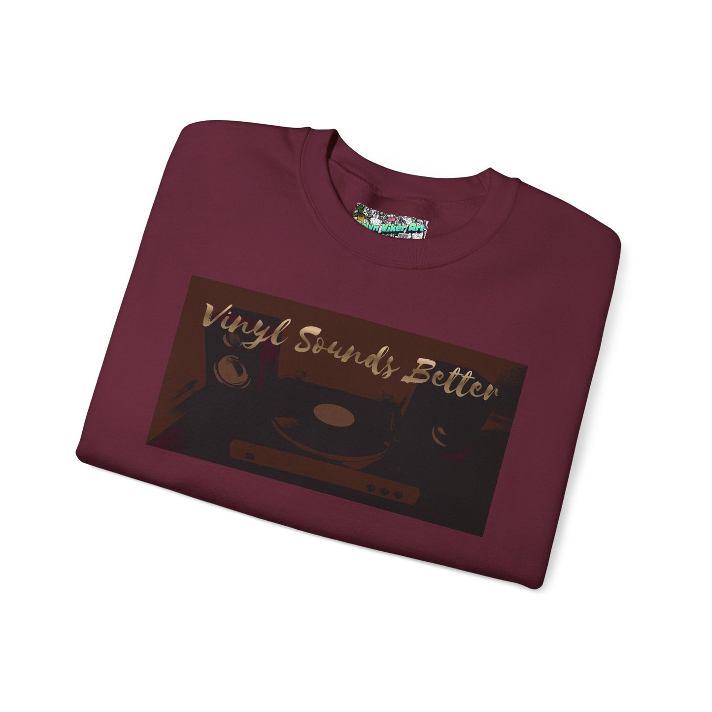 Crewneck Sweatshirt — "Vinyl Sounds Better" Retro Record Graphic