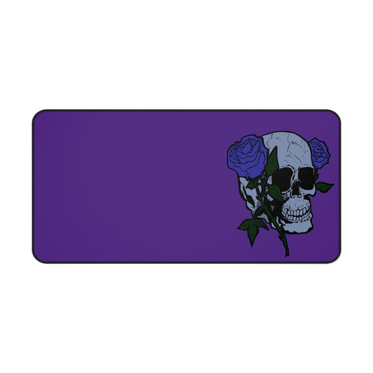 Gothic Floral Skull Desk Mat - Stylish Purple Computer Pad for Home & Office