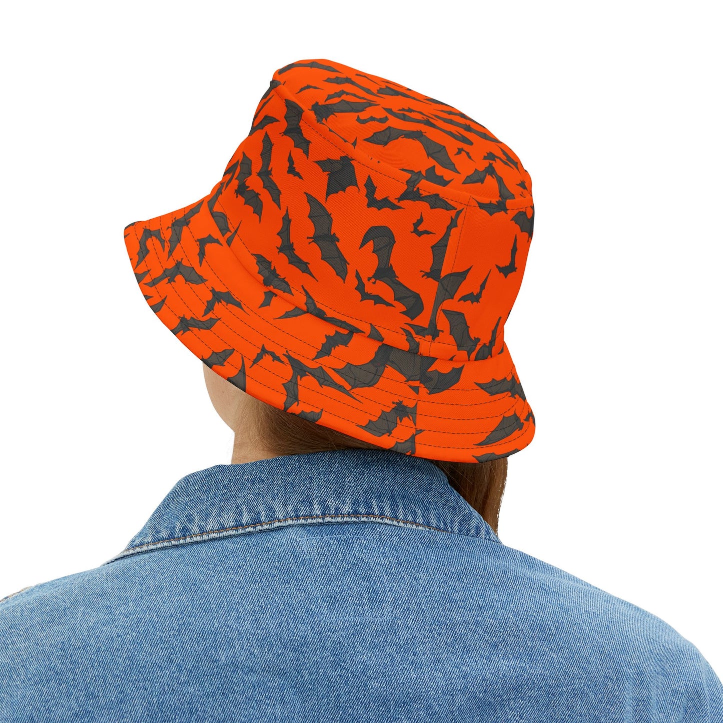 Halloween Bat Print Bucket Hat, Unisex Fashion Accessory, Perfect for Costumes and Fall Outings