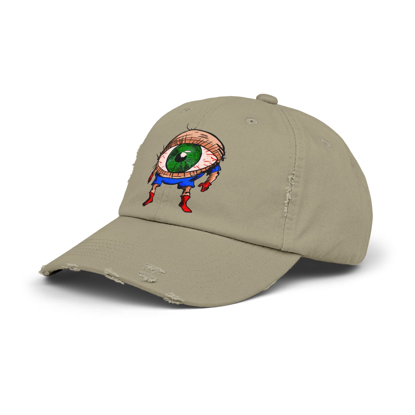 Terrif-EYE-ing Unisex Distressed Cap with Quirky Eyeball Design - Perfect for Casual Style