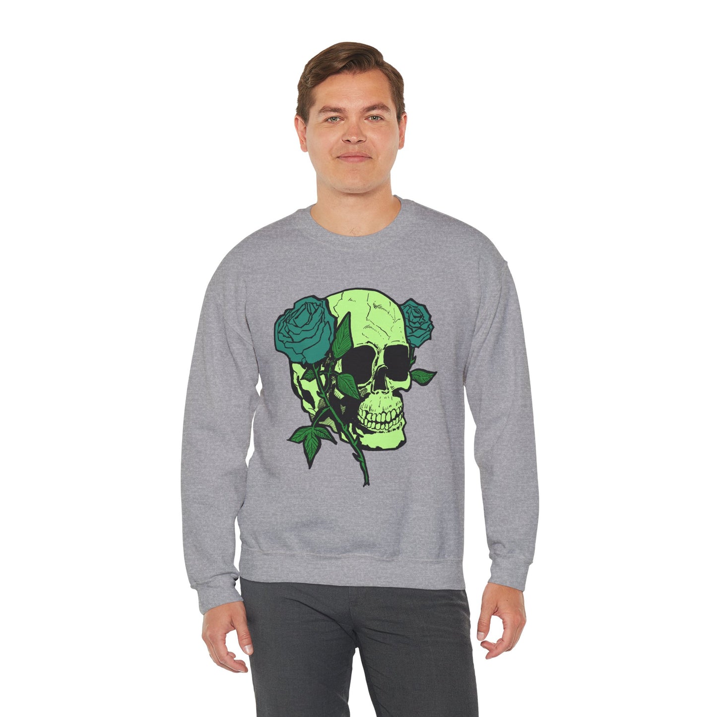 Skull and Roses Crewneck Sweatshirt for Unisex