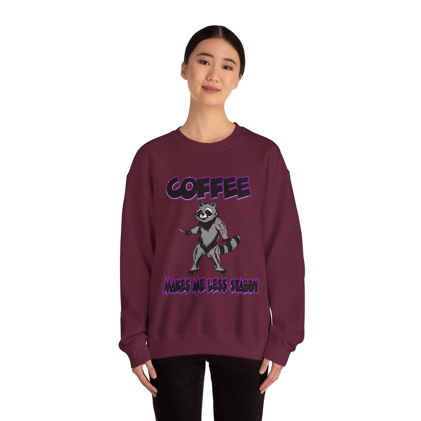 Coffee Makes Me Less Stabby Raccoon Unisex Sweatshirt - Makes Me Less Grumpy