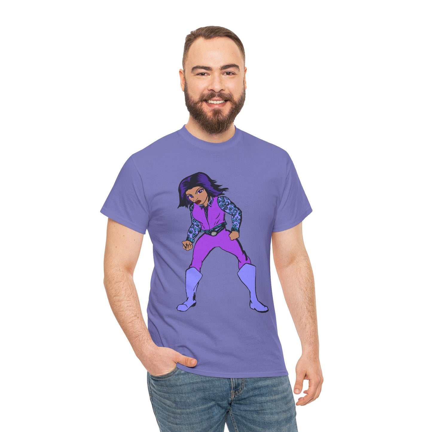 Retro Cartoon Hero Woman Character Unisex Heavy Cotton Tee, Vintage Graphic Tee, Fun T-Shirt, Gift for Fans, Casual Wear, Everyday Tee