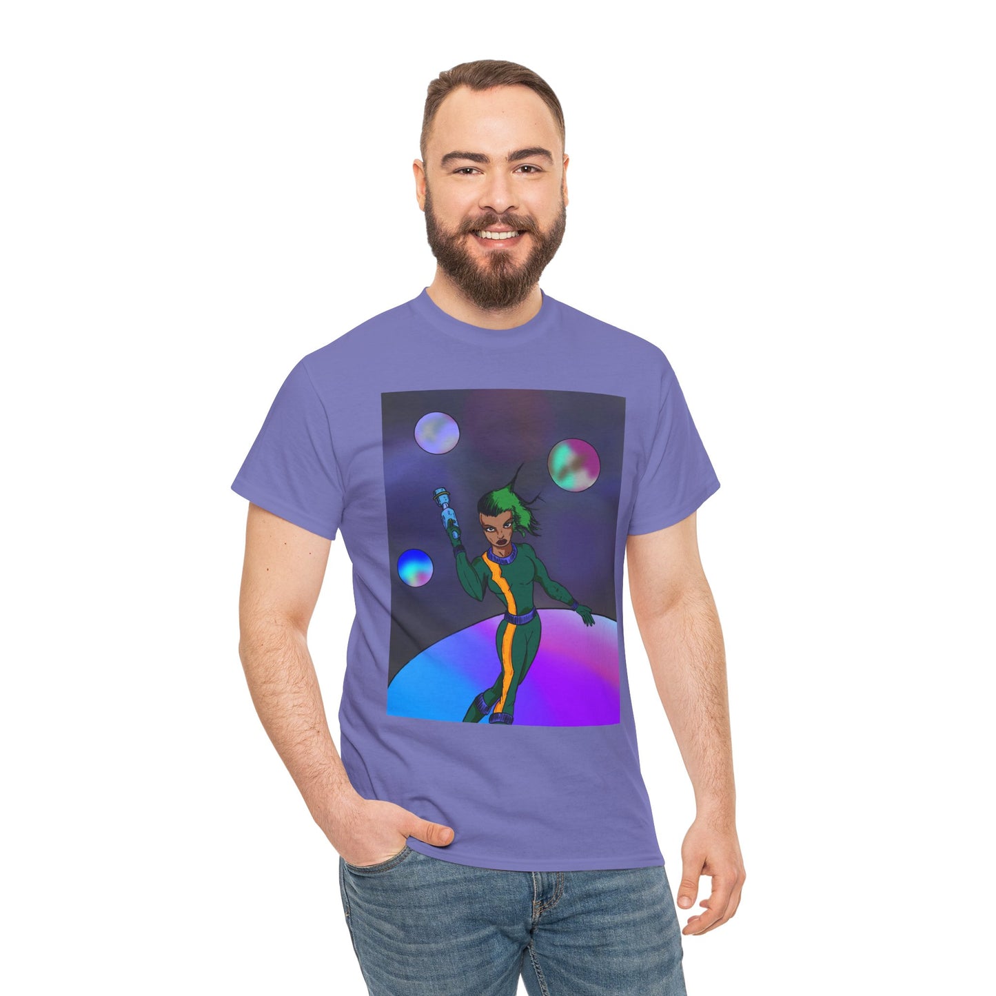 Cosmic Hero Vibe Tee - Unisex Heavy Cotton Tee, Space Art Shirt, Retro Sci-Fi T-Shirt, Gift for Space Lovers, Unique Graphic Tee