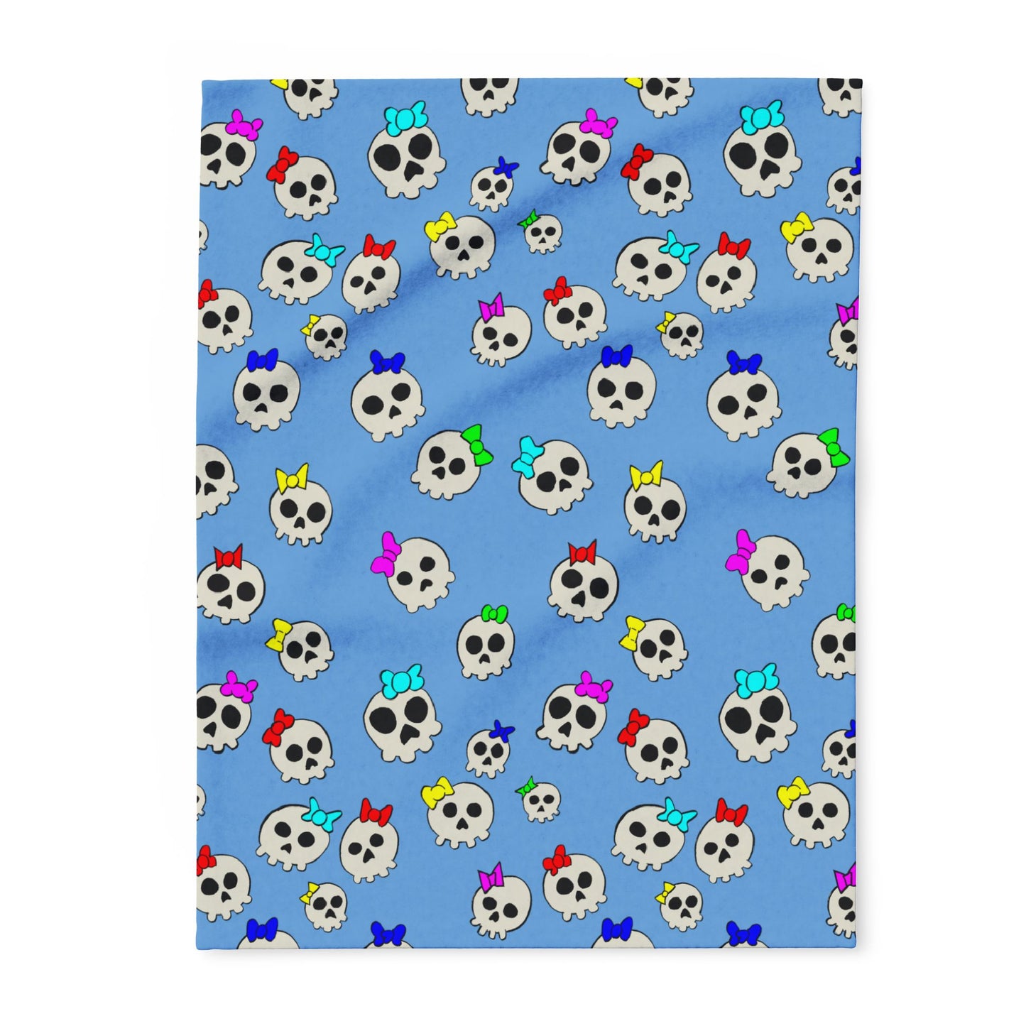 Delightfully Cute Skulls - Light Blue - Arctic Fleece Blanket