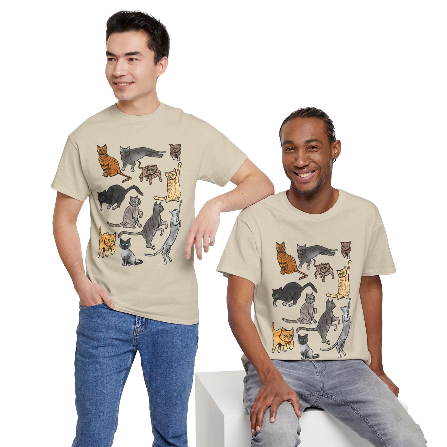 Cats Collage T-Shirt — Cute Cat Illustration Tee for Cat Lovers