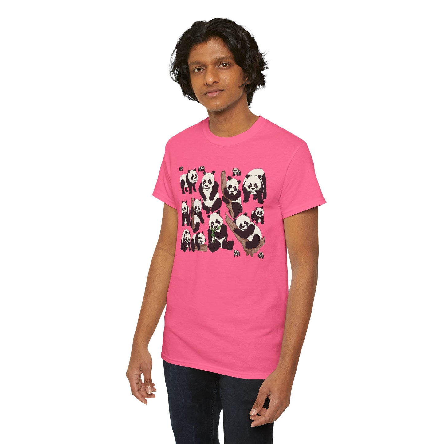 Cute Panda Design Unisex Heavy Cotton Tee | Animal Lover Gift, Casual Wear, Eco-Friendly Apparel, Nature Enthusiast Clothing