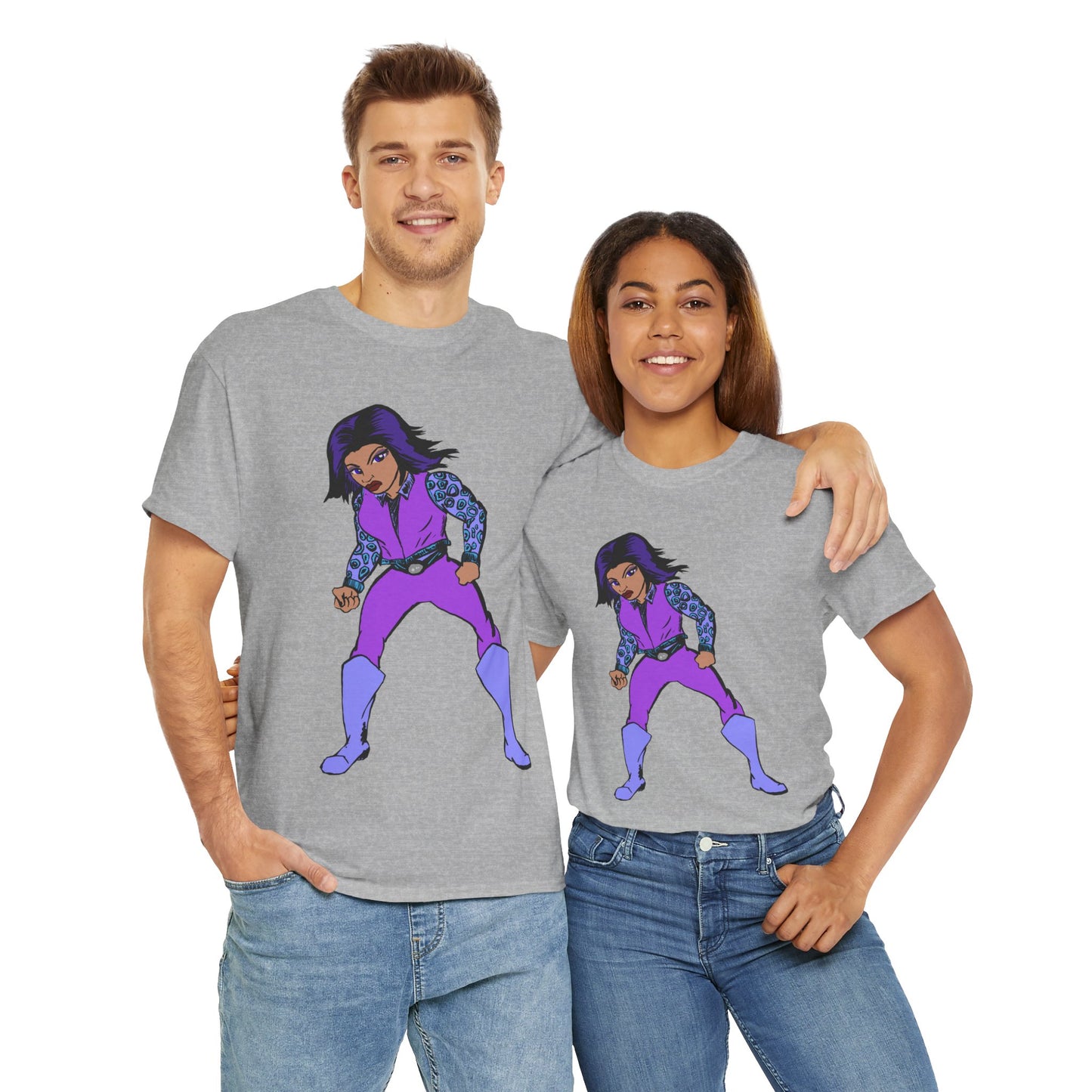 Retro Cartoon Hero Woman Character Unisex Heavy Cotton Tee, Vintage Graphic Tee, Fun T-Shirt, Gift for Fans, Casual Wear, Everyday Tee