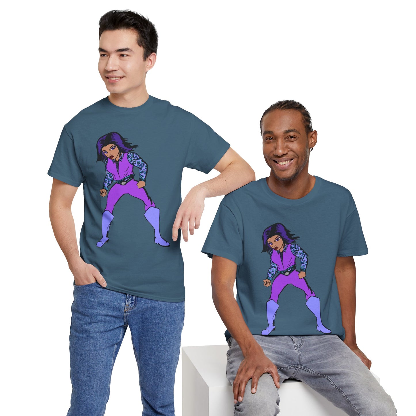Retro Cartoon Hero Woman Character Unisex Heavy Cotton Tee, Vintage Graphic Tee, Fun T-Shirt, Gift for Fans, Casual Wear, Everyday Tee