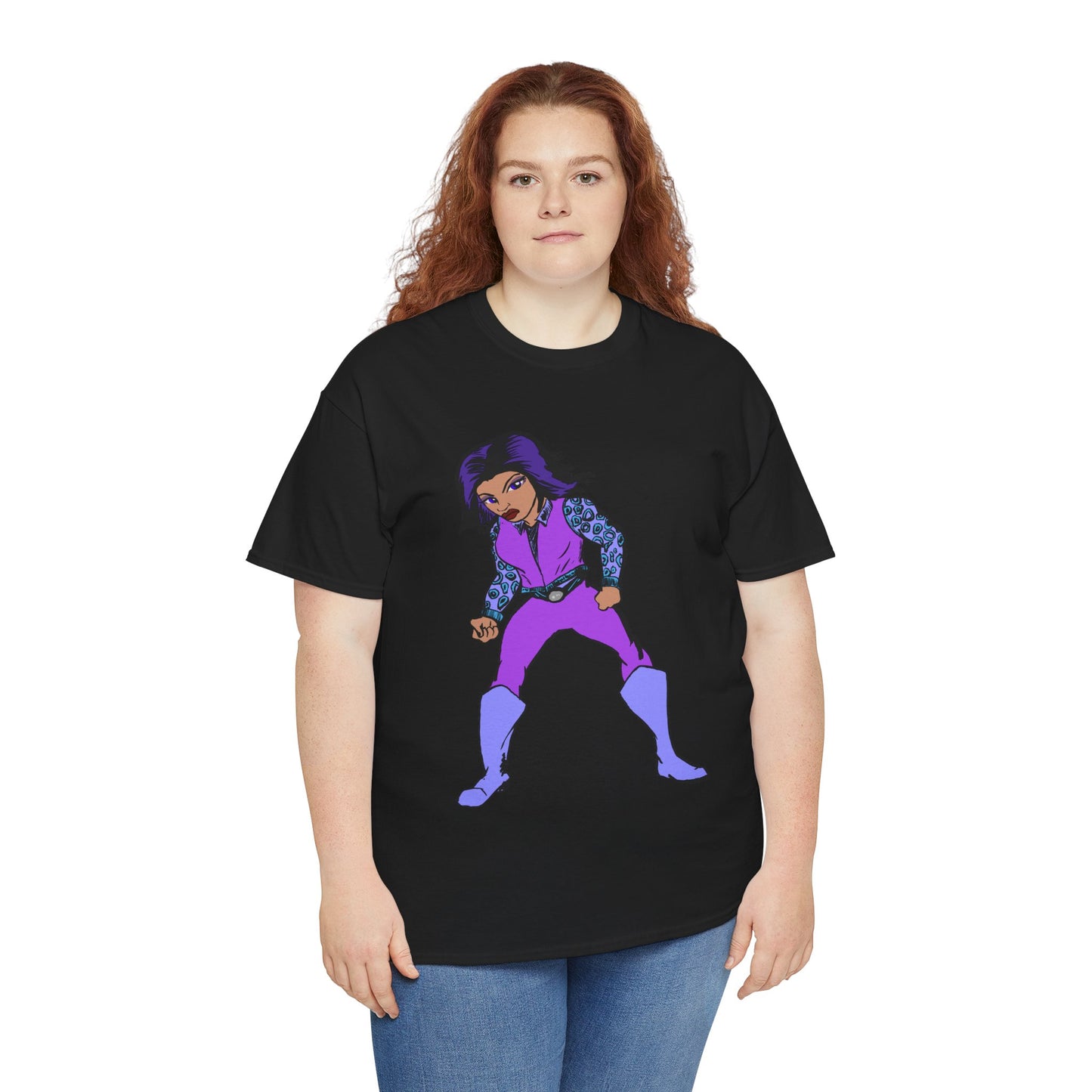 Retro Cartoon Hero Woman Character Unisex Heavy Cotton Tee, Vintage Graphic Tee, Fun T-Shirt, Gift for Fans, Casual Wear, Everyday Tee
