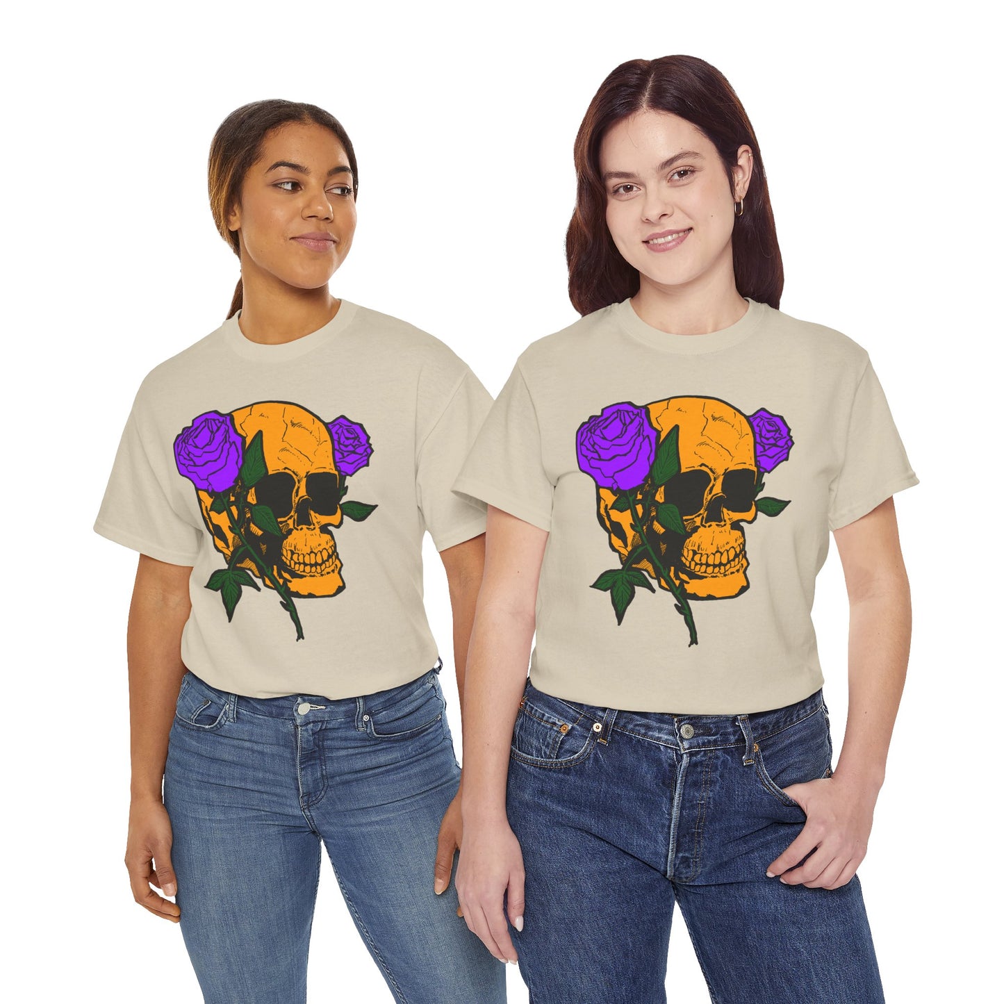 Skull and Roses Unisex Tee, Gothic Aesthetic Shirt, Vintage Graphic T-Shirt, Streetwear Essentials, Edgy Casual Wear
