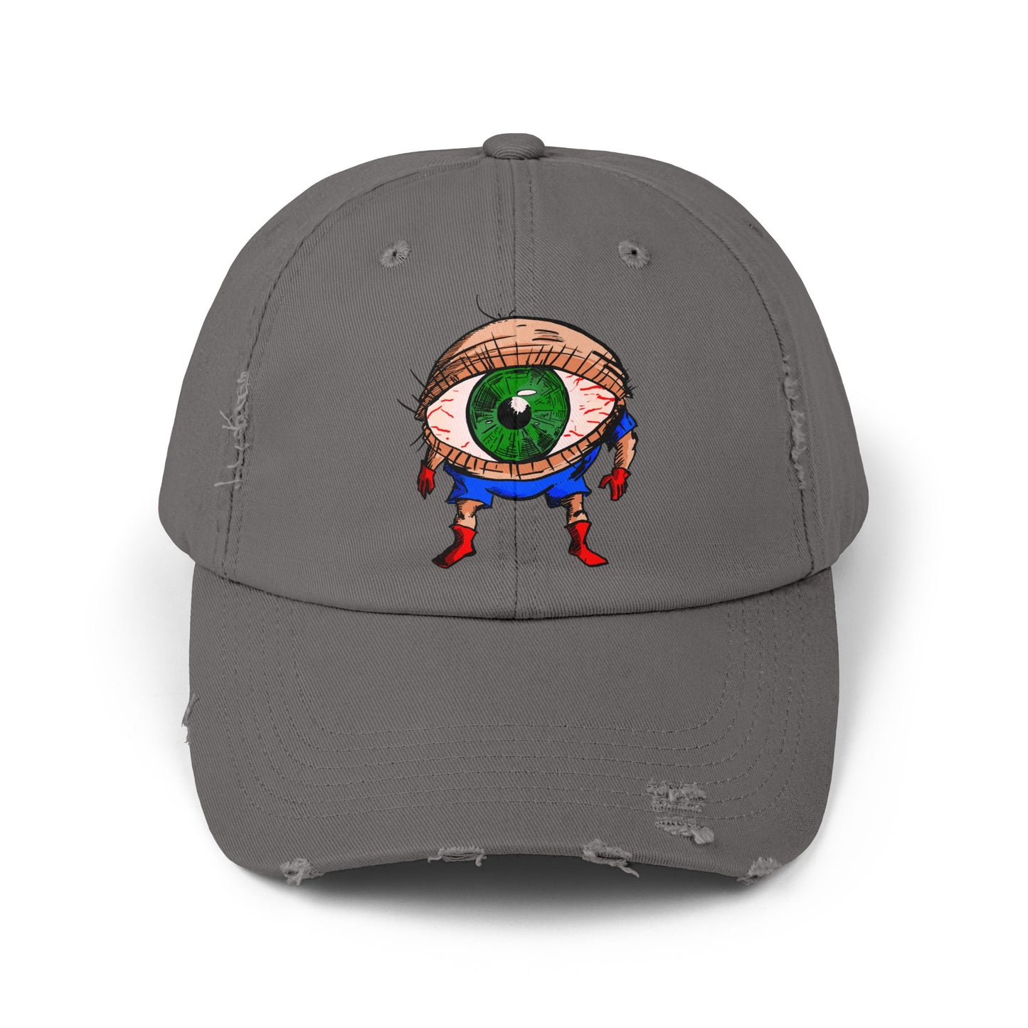 Terrif-EYE-ing Unisex Distressed Cap with Quirky Eyeball Design - Perfect for Casual Style