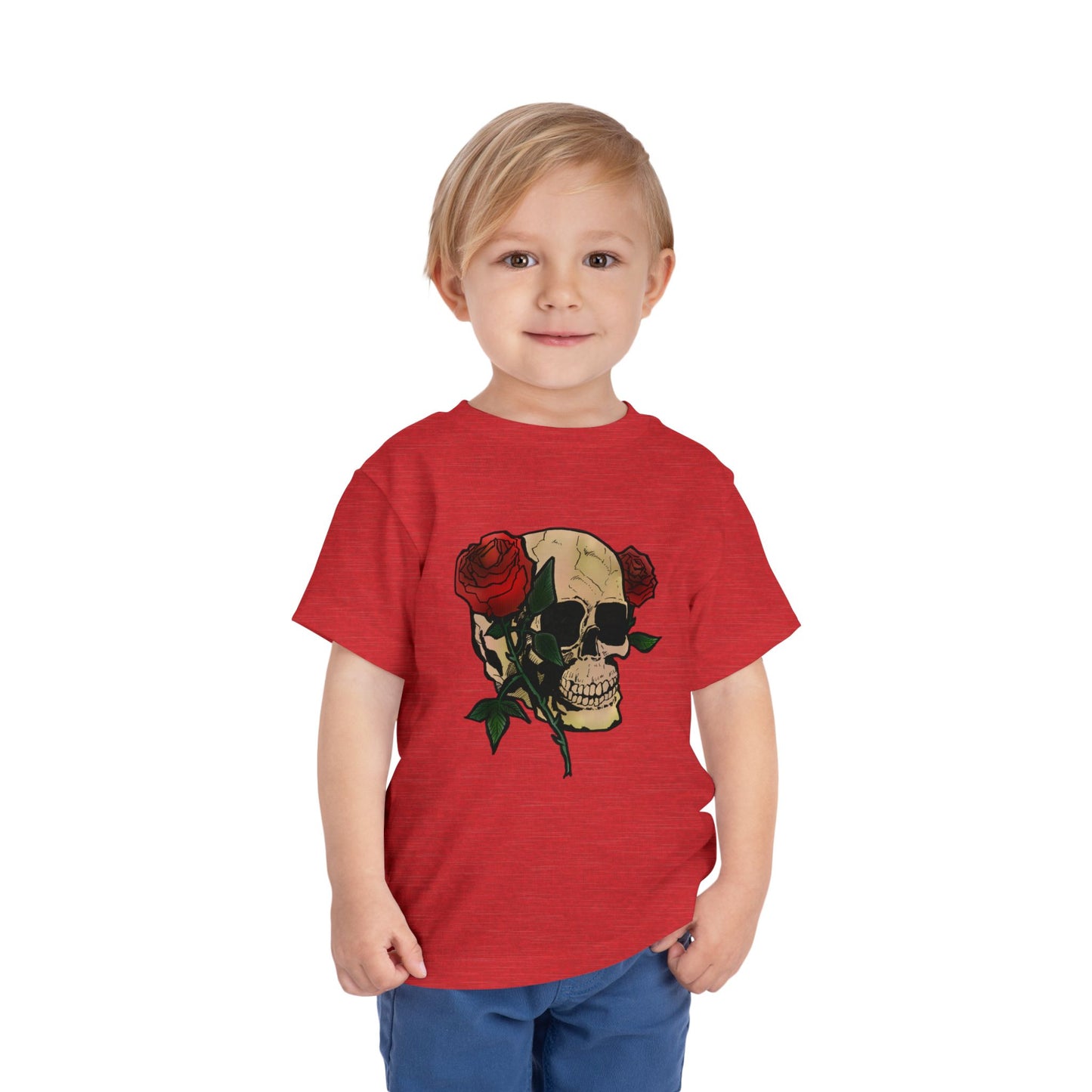 Toddler Tee — Skull with Red Roses Graphic